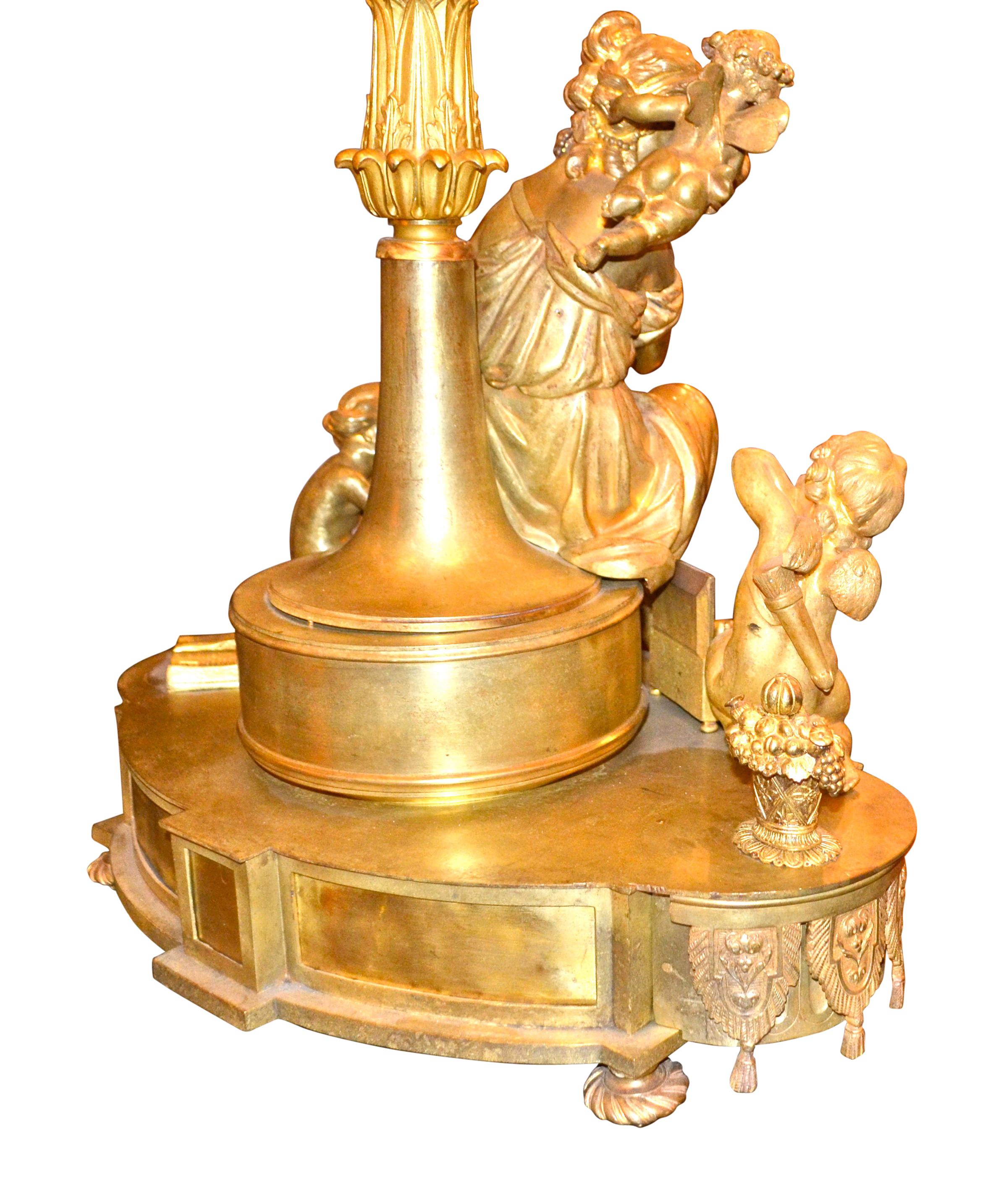 Large Louis XVI Style Gilt Bronze Figural Lamp In Good Condition For Sale In Vancouver, British Columbia