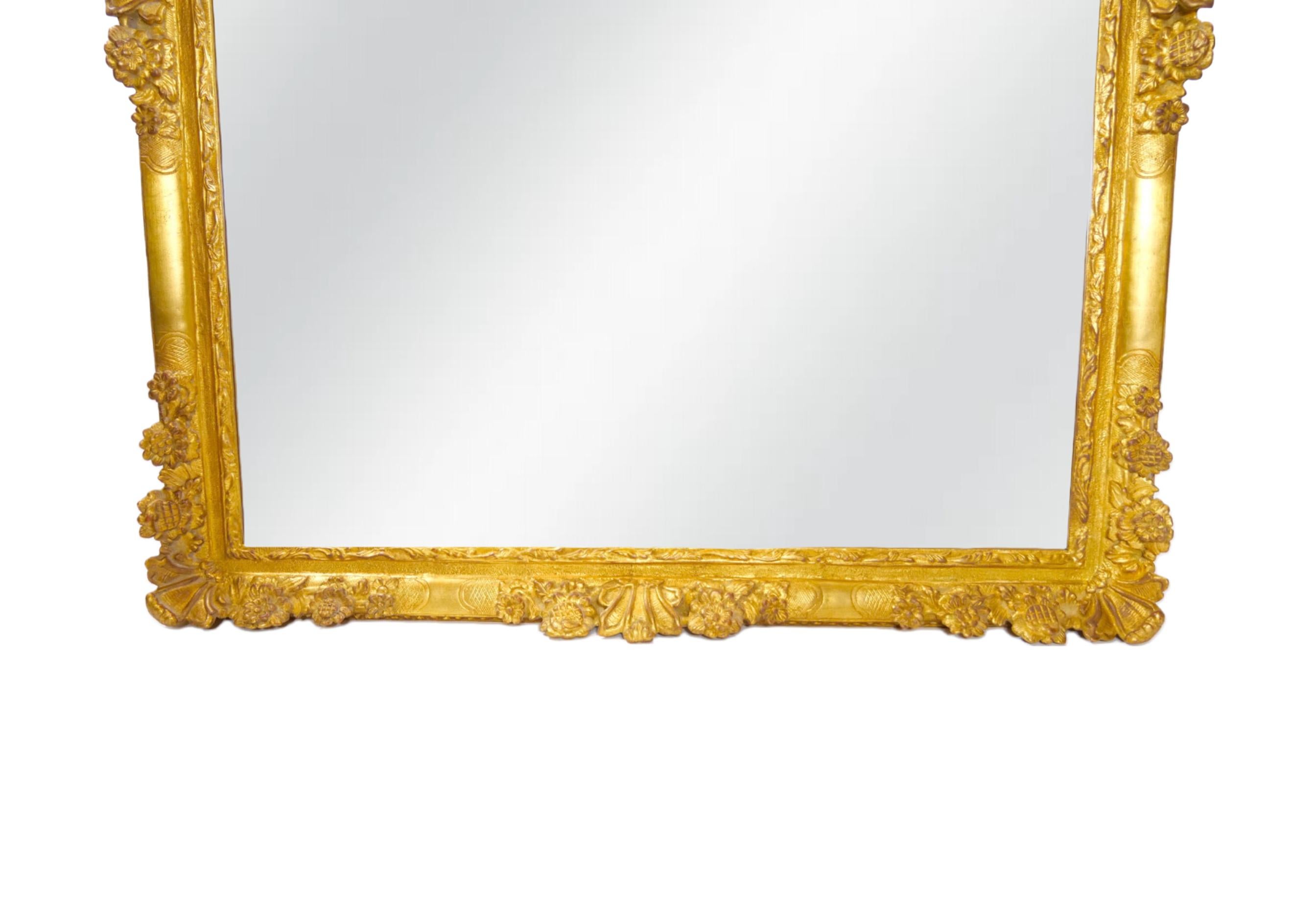 European Large Louis XVI Style Gilt Wood Frame Hanging Wall Mirror For Sale