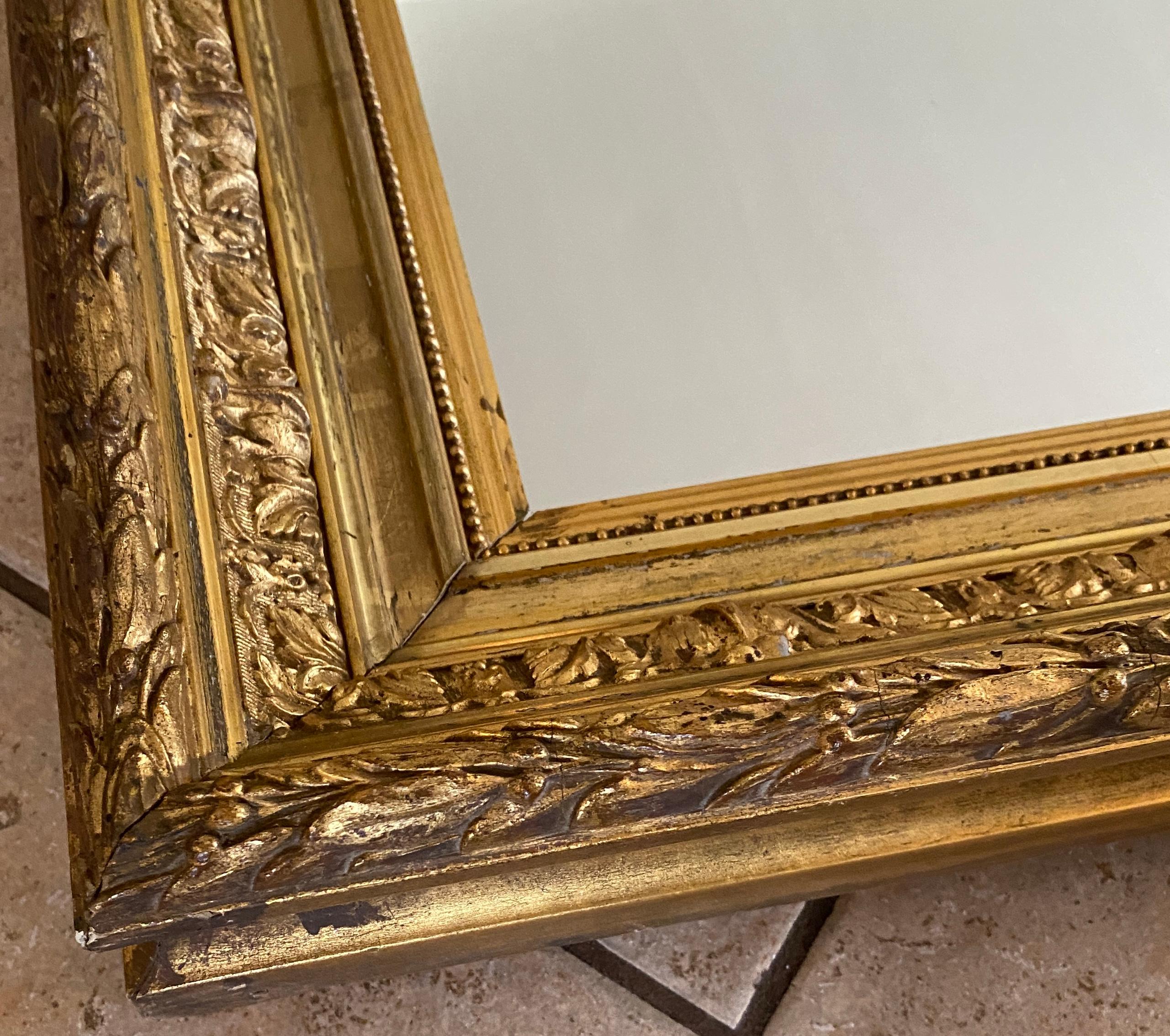 French Large Louis XVI Style Giltwood Mirror For Sale