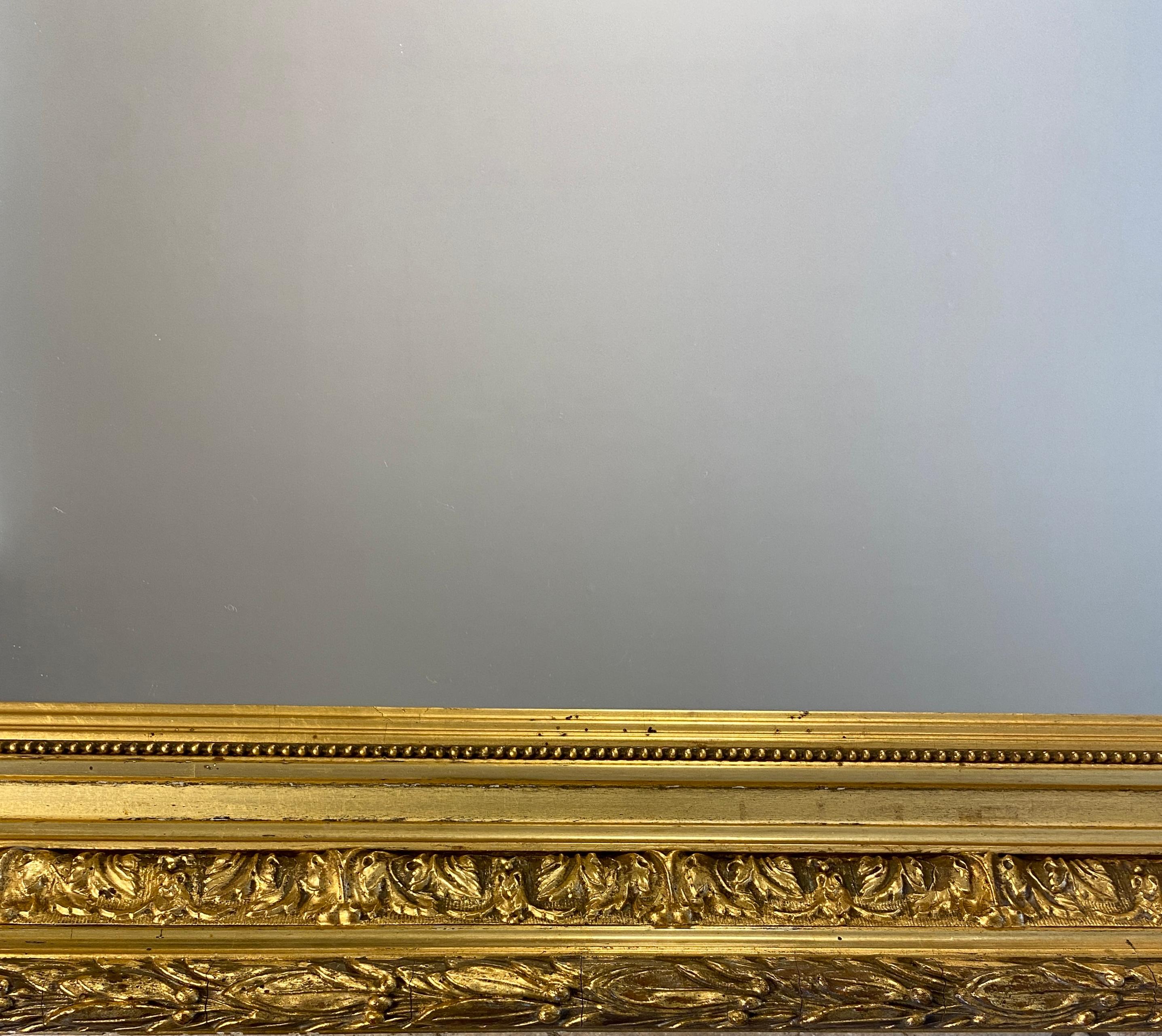Large Louis XVI Style Giltwood Mirror In Good Condition For Sale In Miami, FL