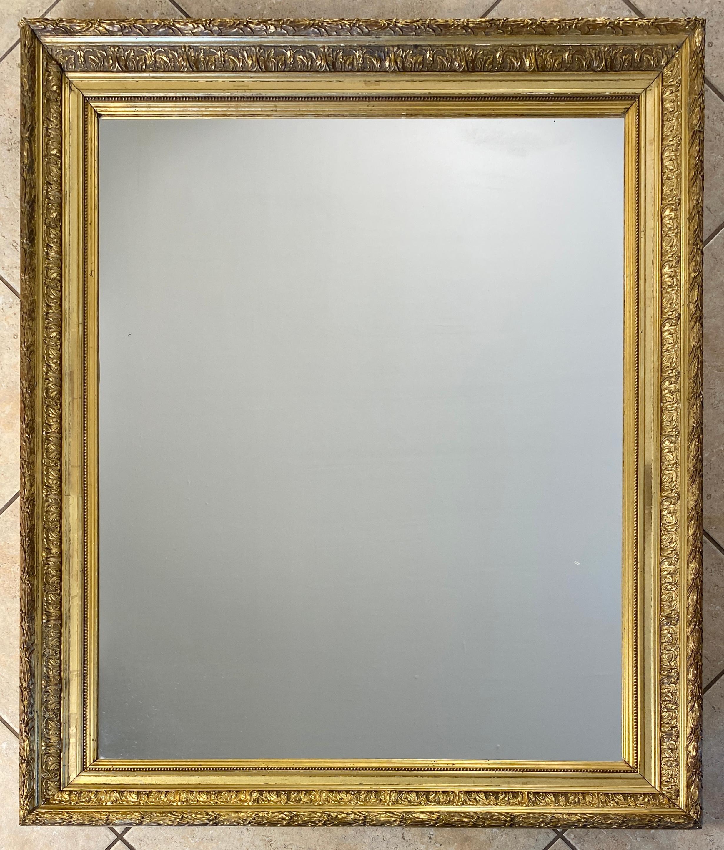 Large Louis XVI Style Giltwood Mirror For Sale 1