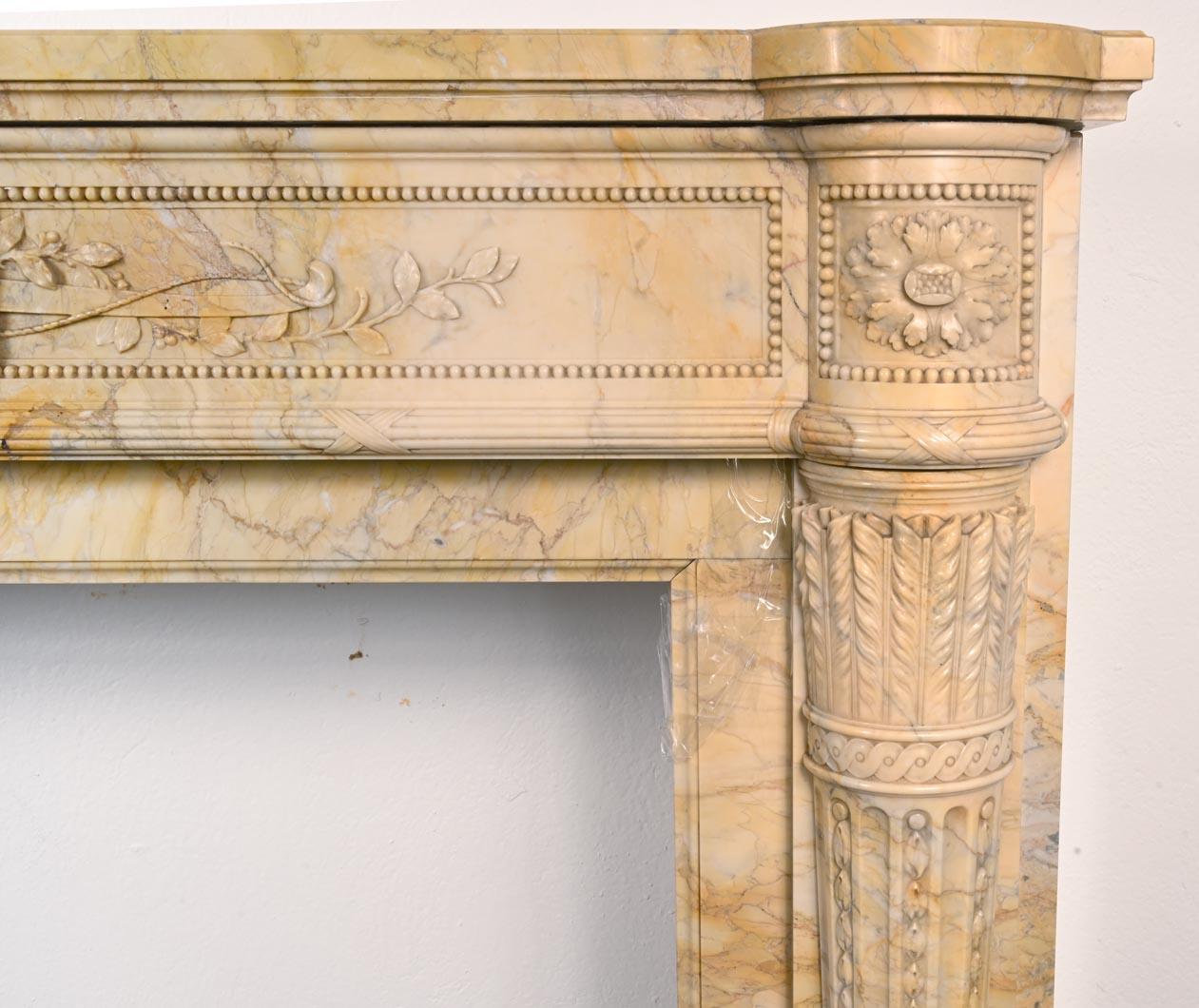 Large Louis XVI style mantel in yellow Sienna marble For Sale 5