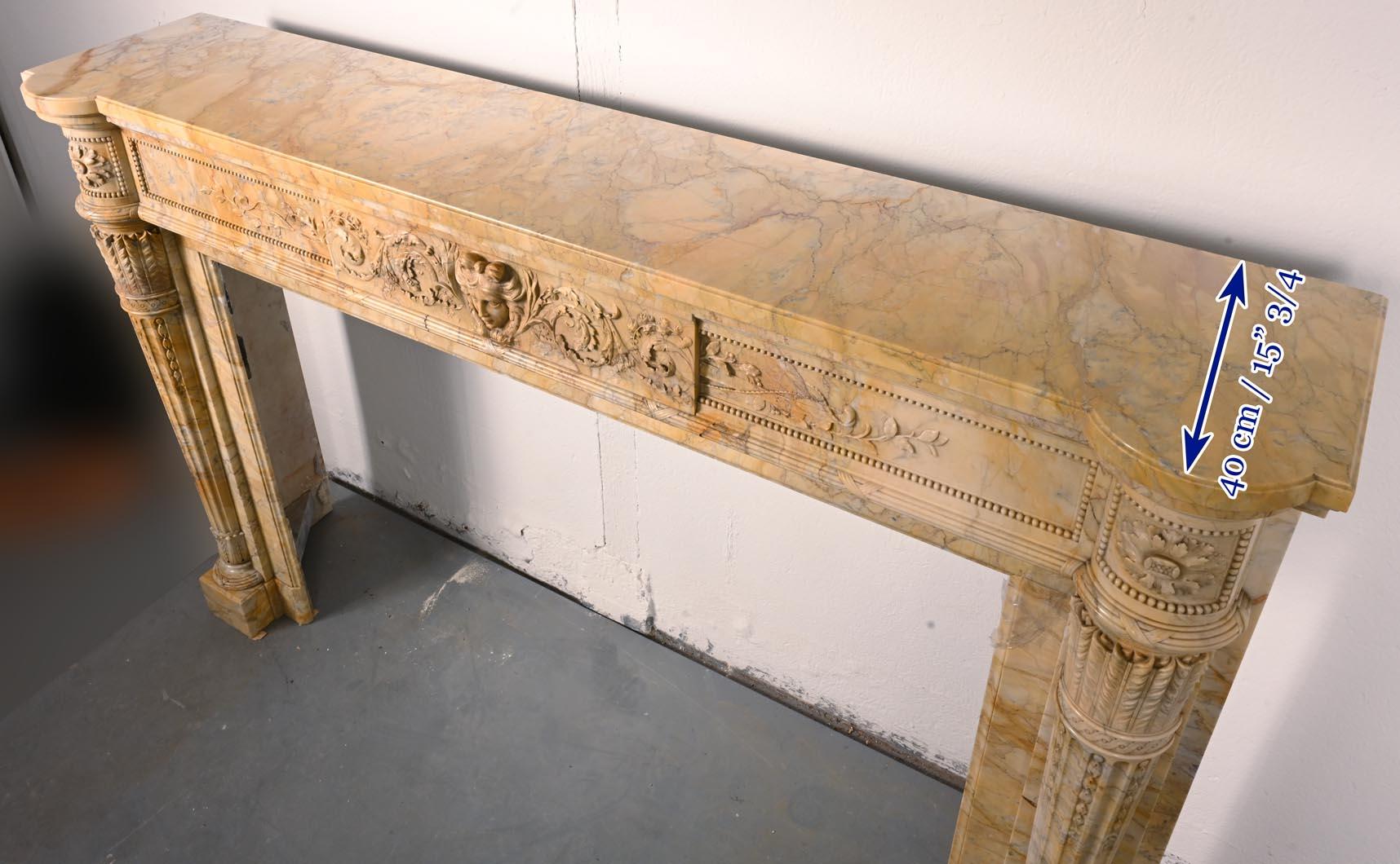 Large Louis XVI style mantel in yellow Sienna marble For Sale 7