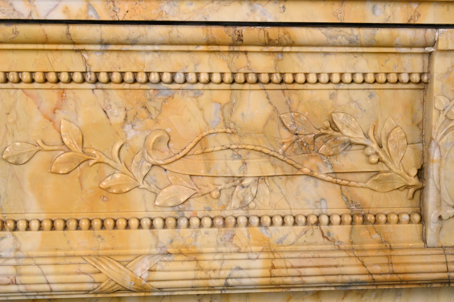 European Large Louis XVI style mantel in yellow Sienna marble For Sale