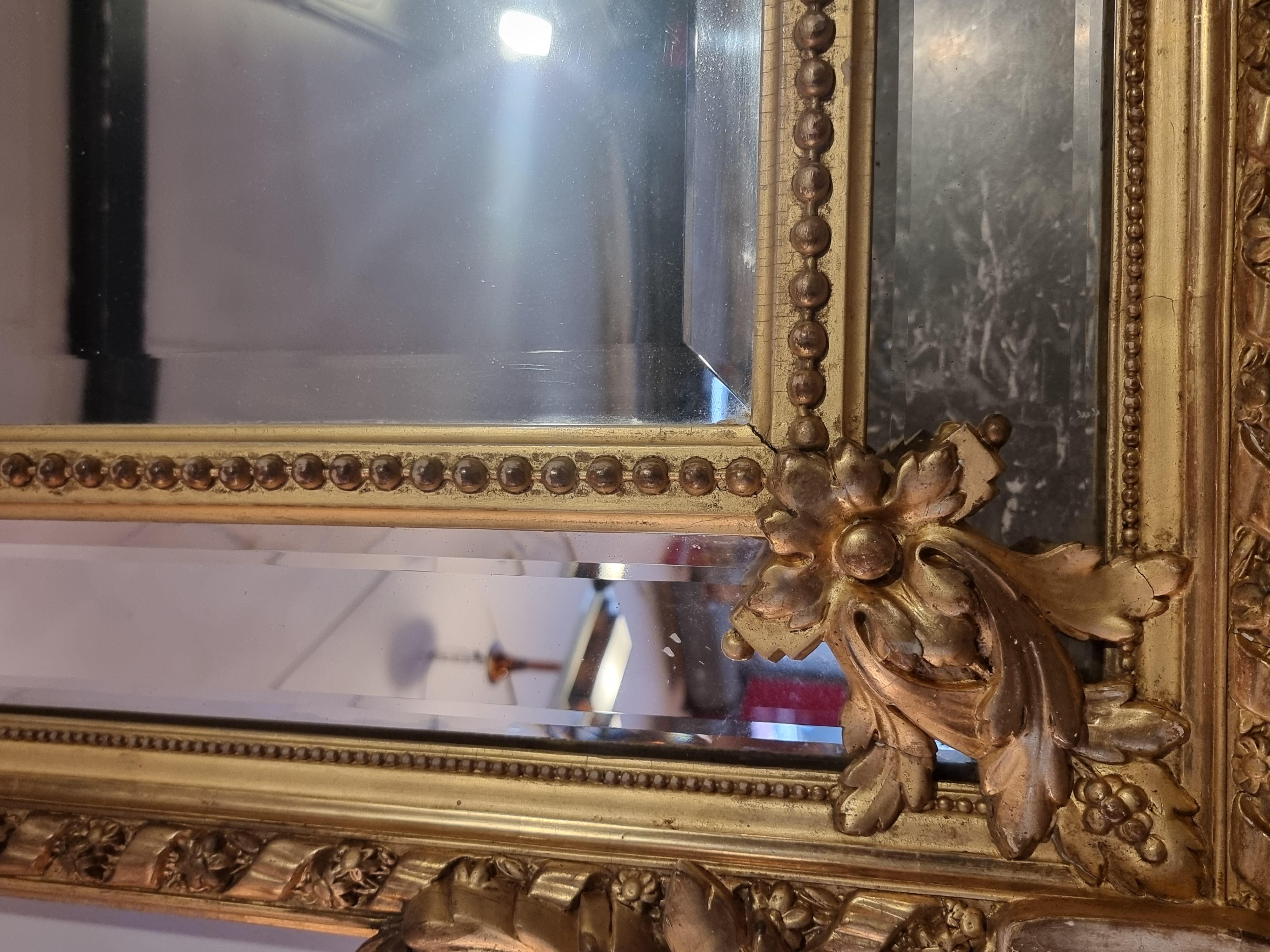 Large Louis XVI Style Mirror, Golden Wood, Late 18th, Early 19th Century 4