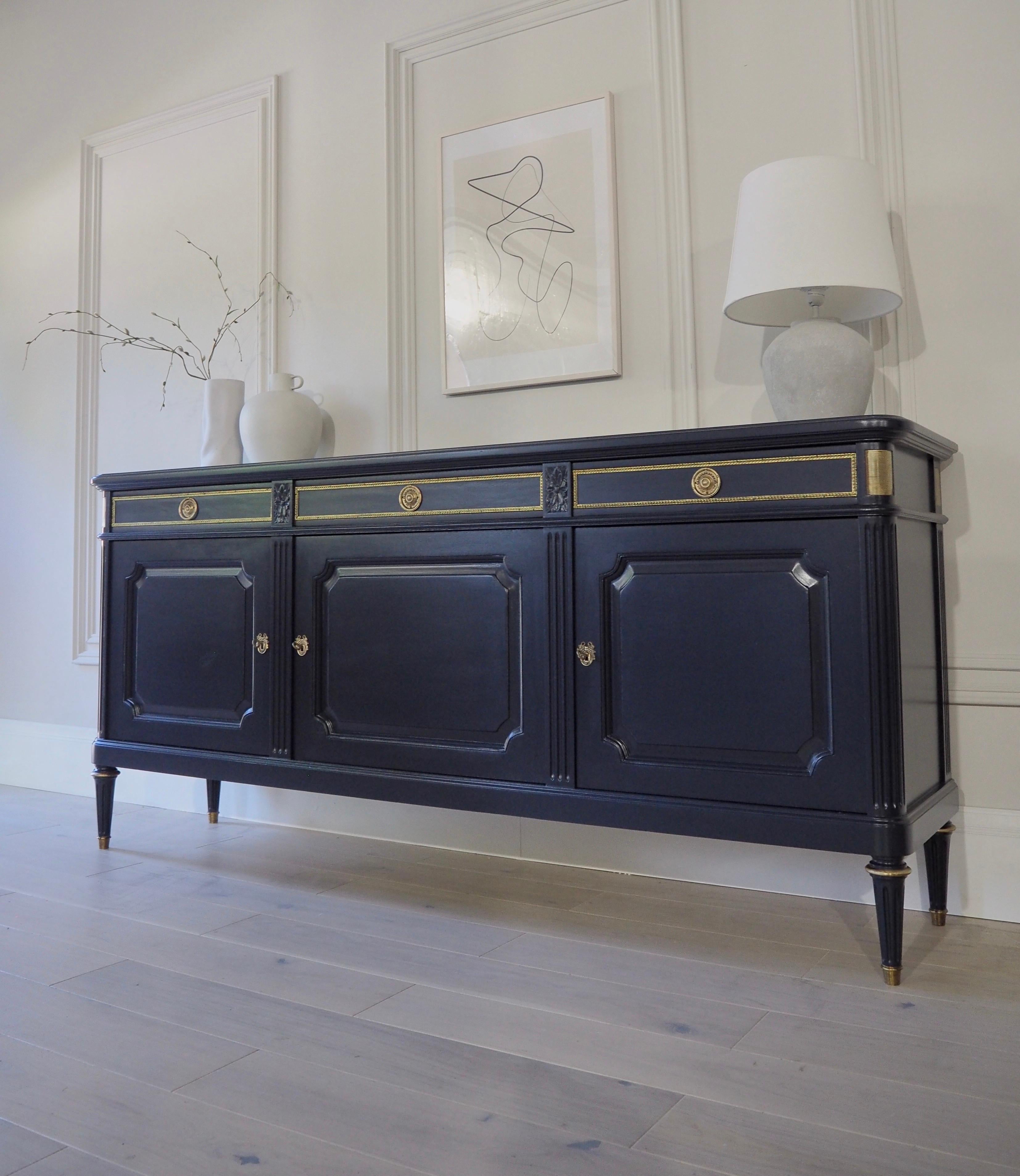 Large Louis XVI Style Sideboard in Blue For Sale 4