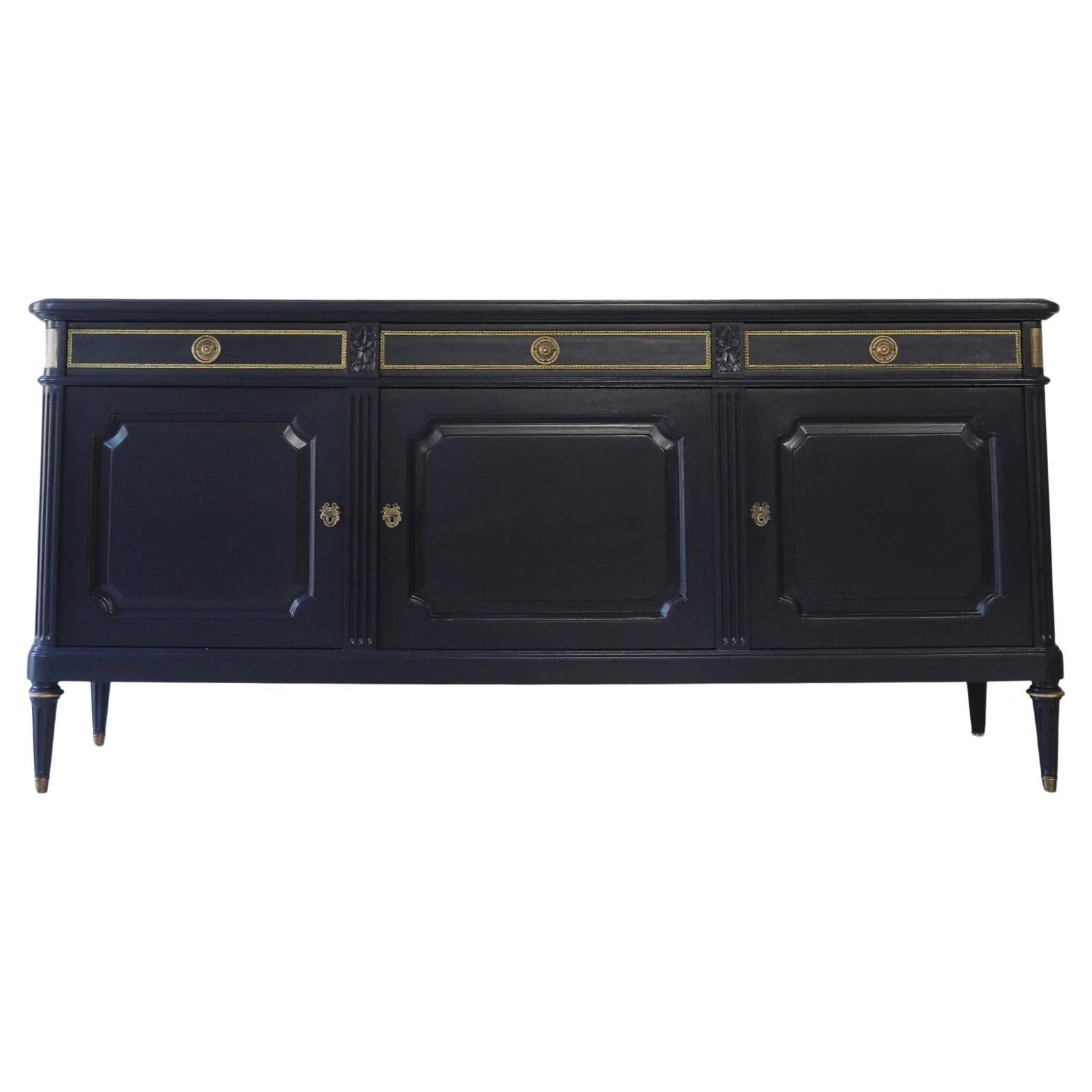 Large Louis XVI Style Sideboard in Blue For Sale