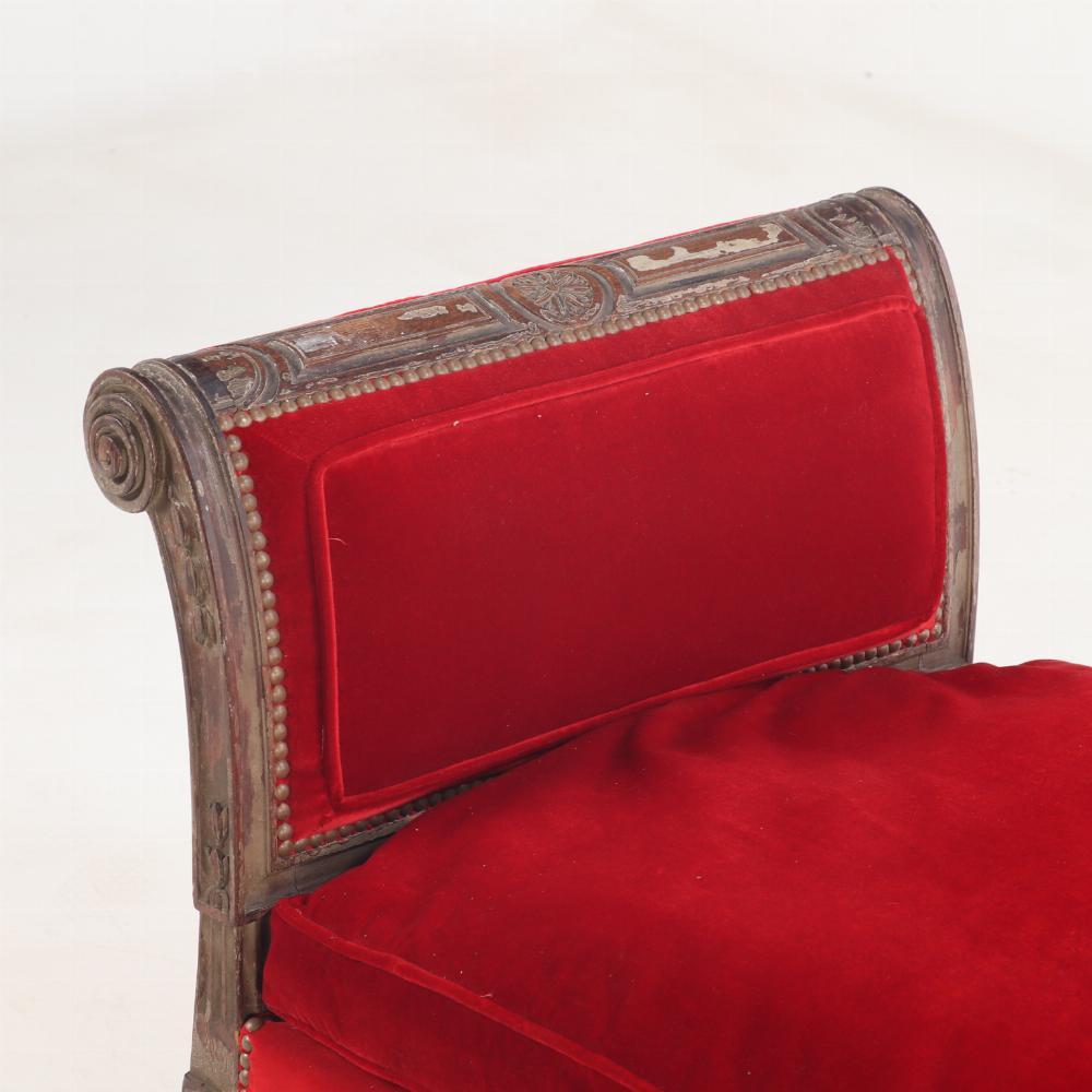 20th Century Large Louis XVI style upholstered walnut window bench, C 1900.