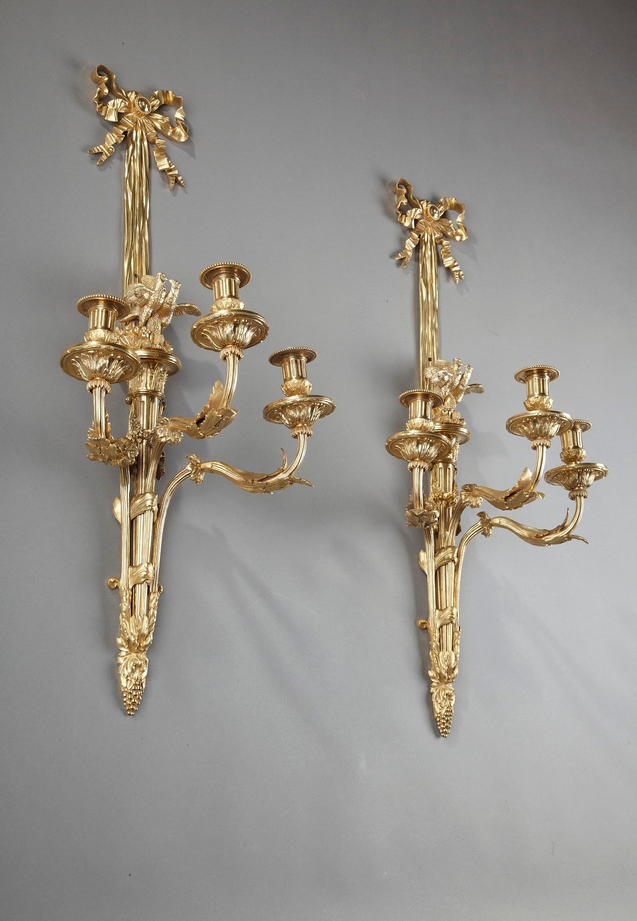 Large Louis XVI-Style Wall Sconces For Sale 6