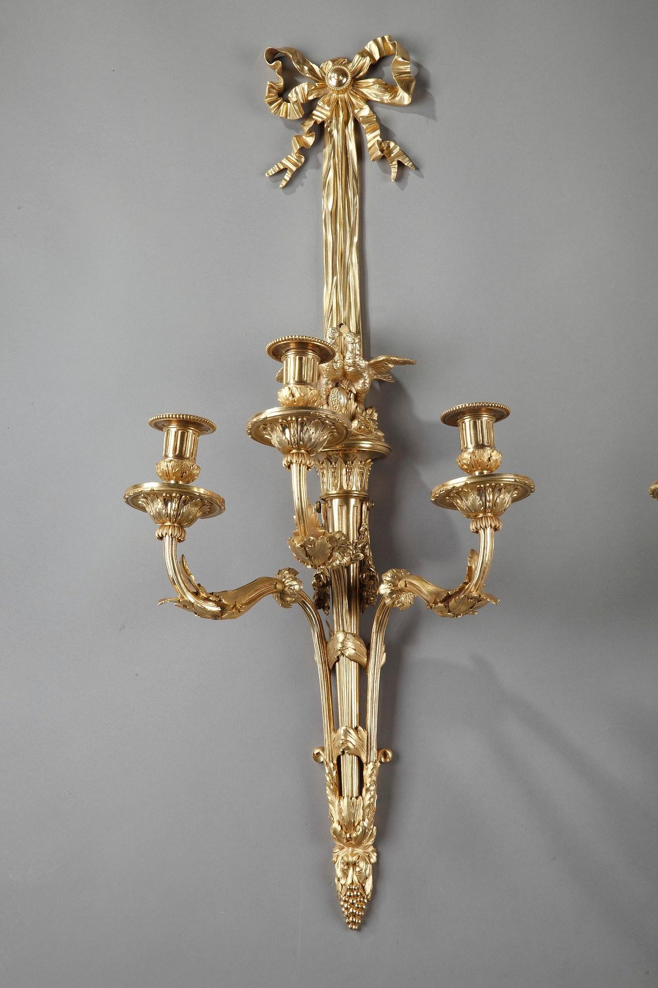 French Large Louis XVI-Style Wall Sconces For Sale