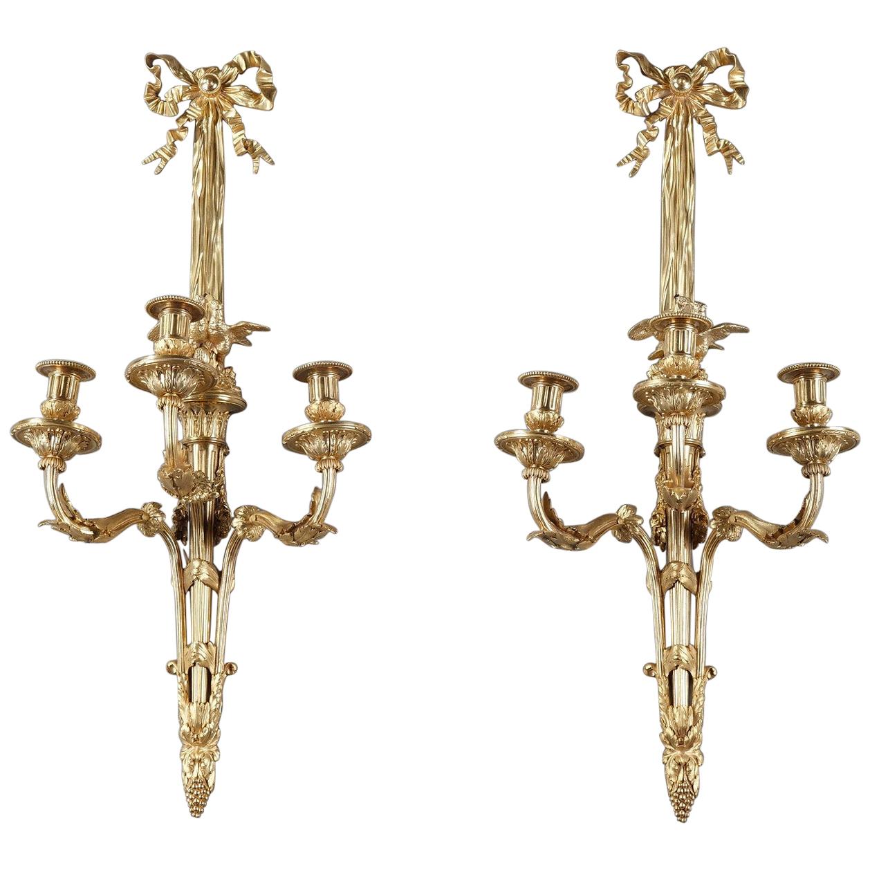 Large Louis XVI-Style Wall Sconces For Sale