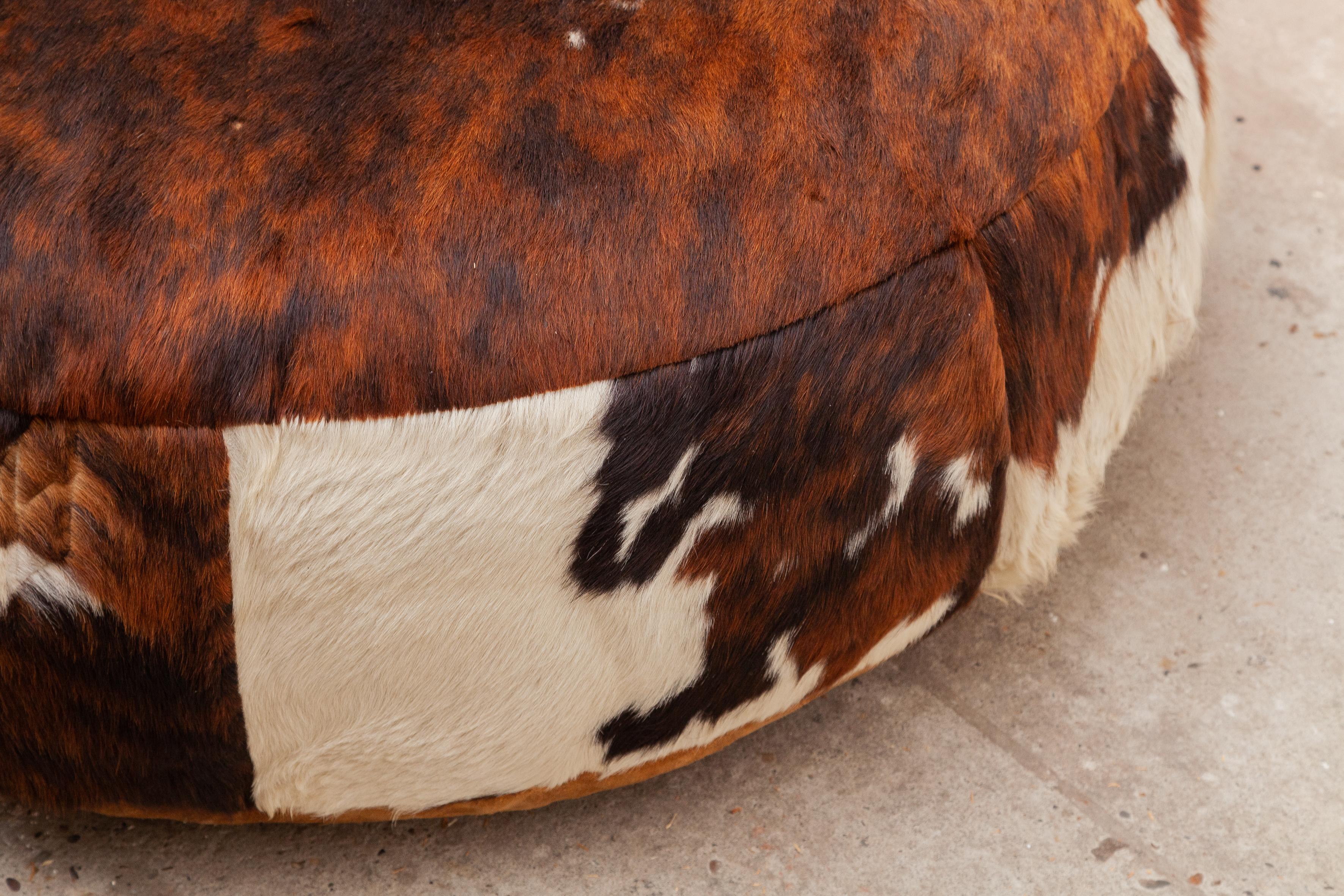 German Large Lounge Ottoman Pouf in Cow Leather