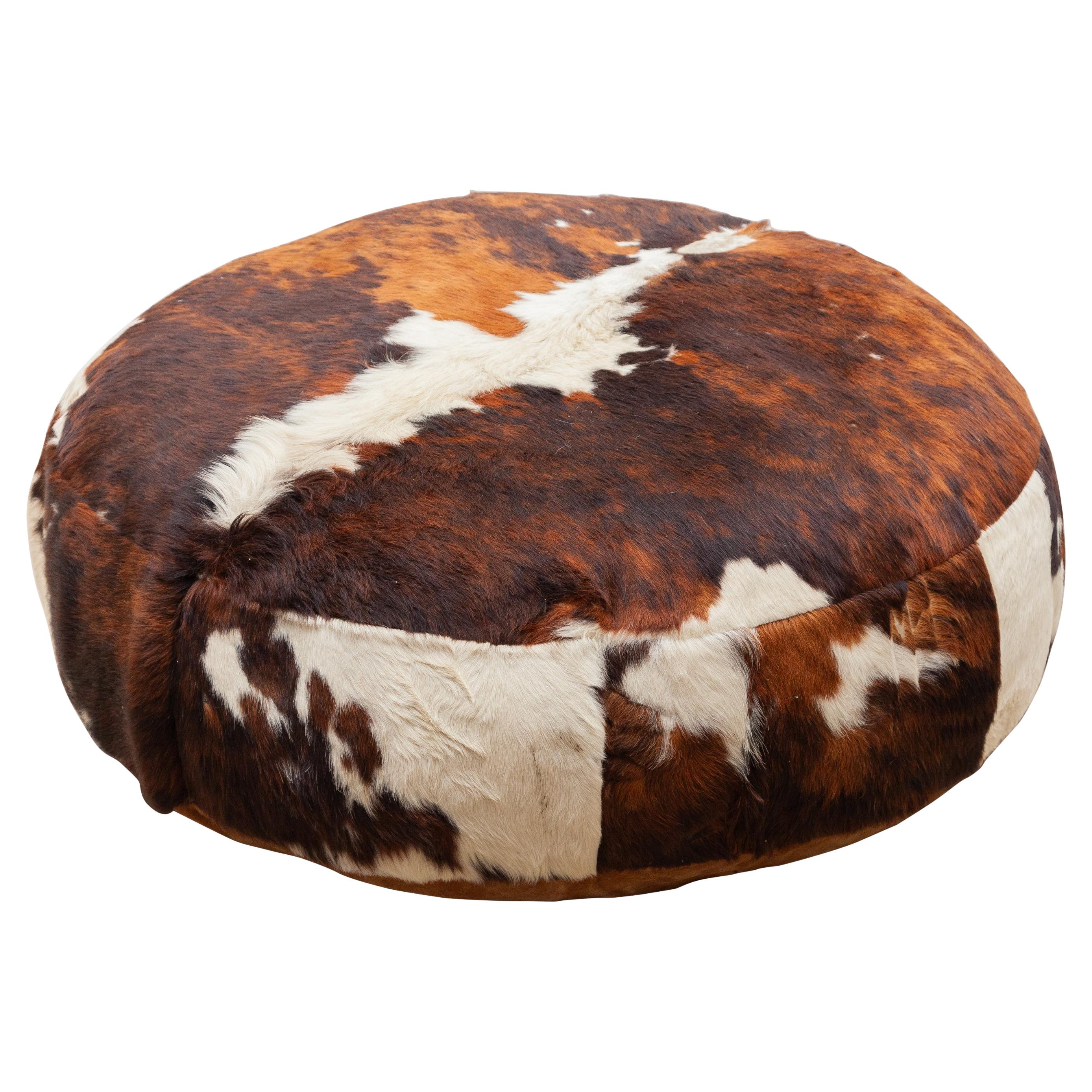 Large Lounge Ottoman Pouf in Cow Leather