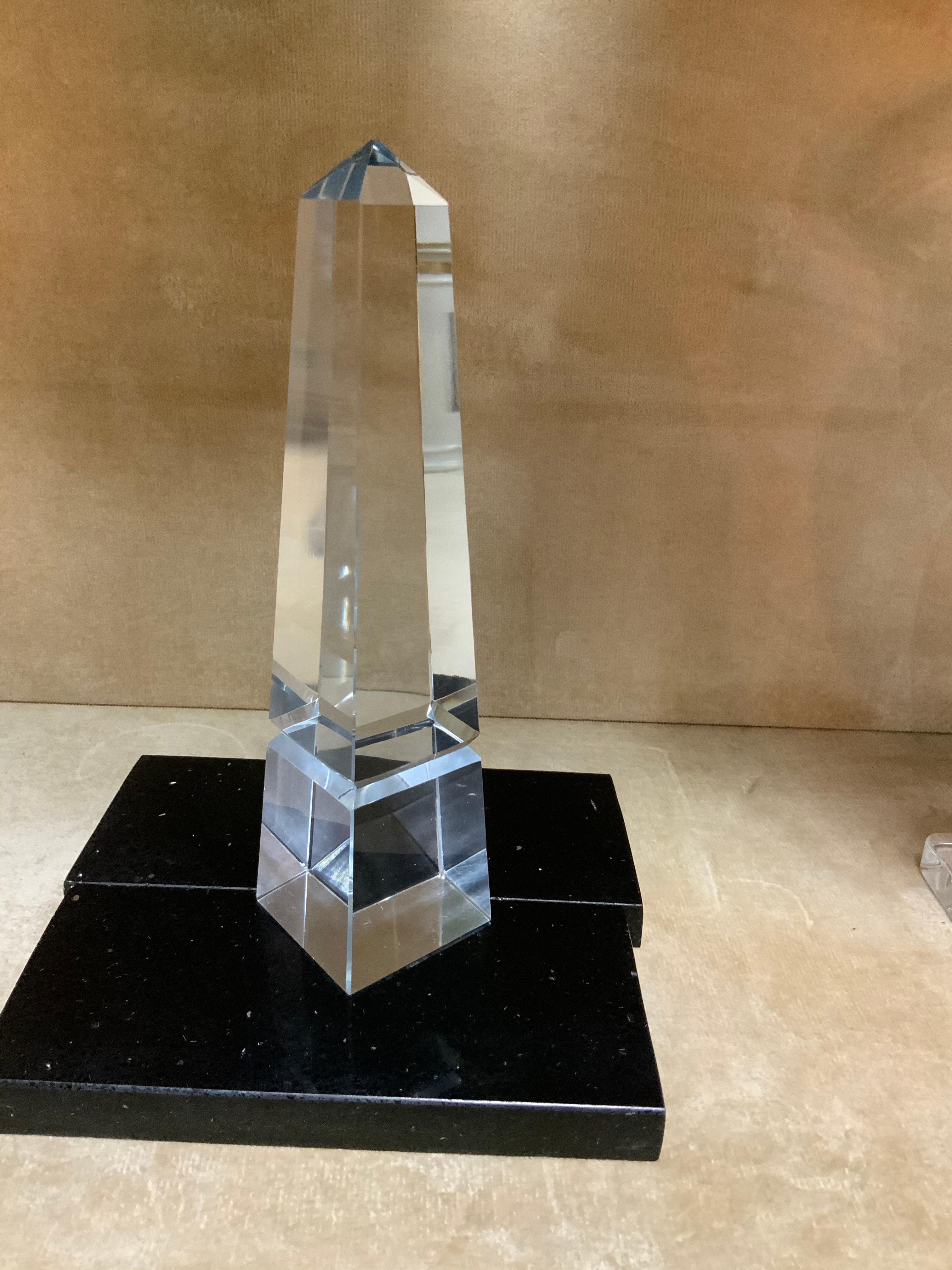 Unknown Large “Louxor” Style Clear Crystal Obelisk