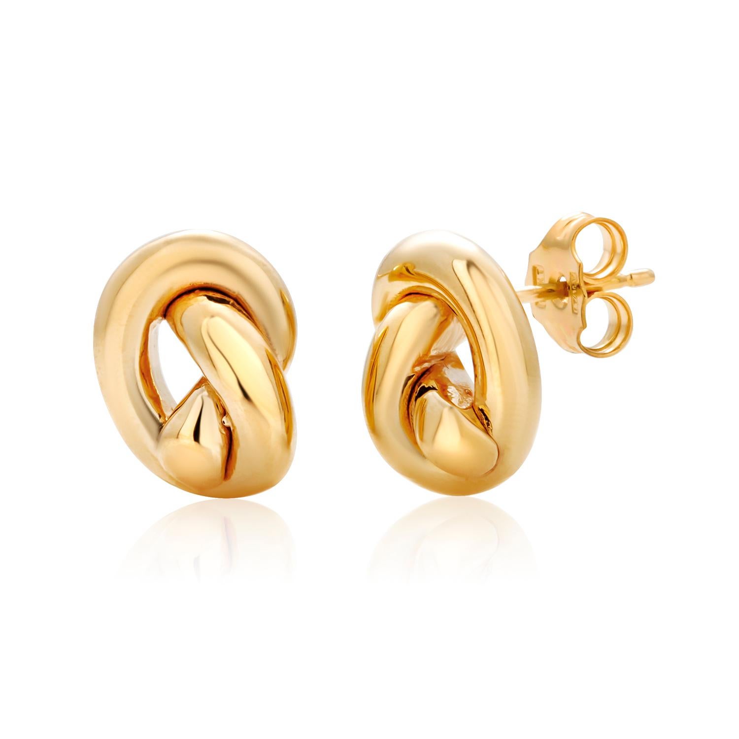 Women's or Men's Large Love Knot 0.50 Inch Wide 14 Karat Yellow Gold Stud Earrings