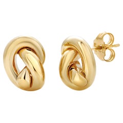 Large Love Knot 0.50 Inch Wide 14 Karat Yellow Gold Stud Earrings