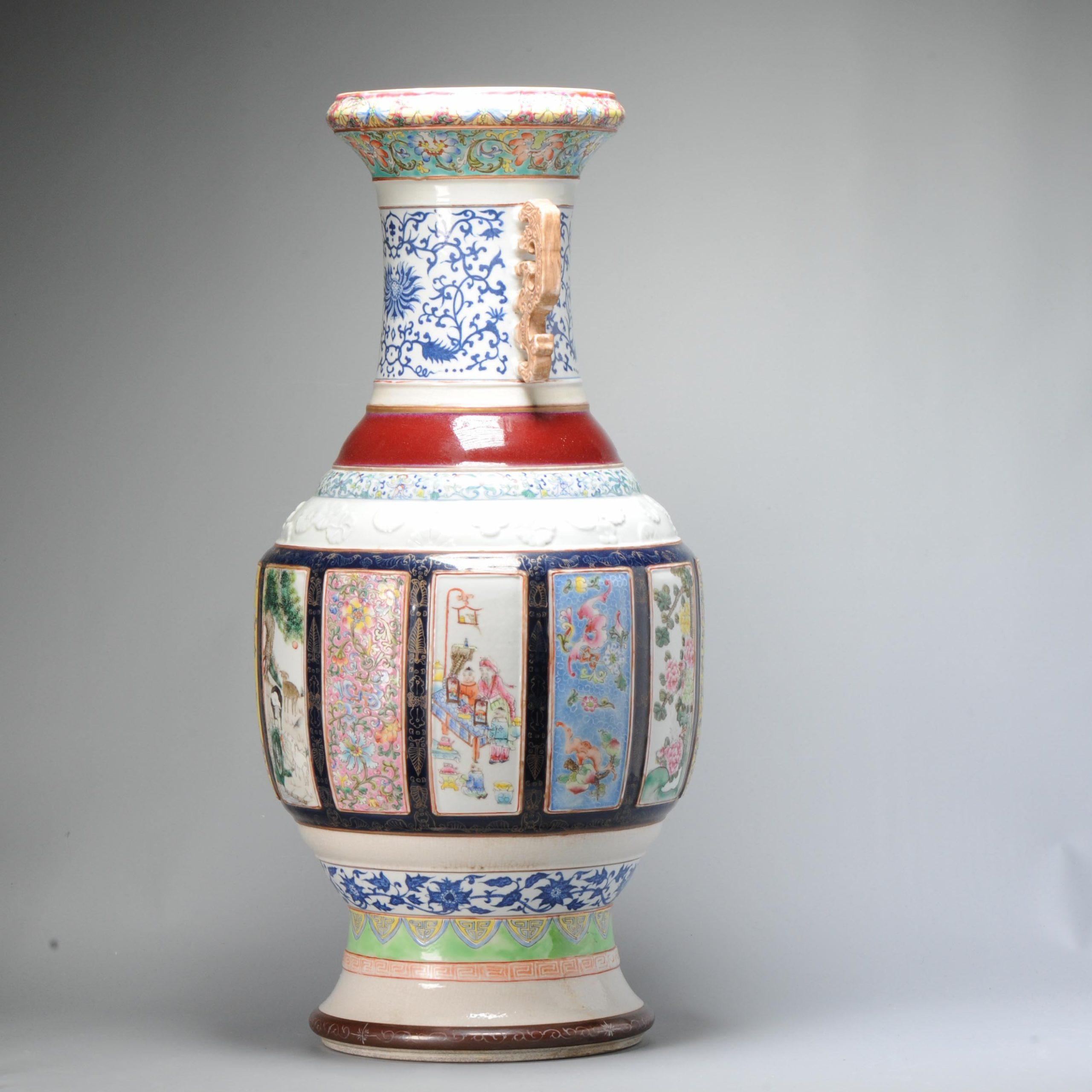 Chinois Ravissant vase moderne en porcelaine chinoise PROC en forme de palette de Fencai en vente