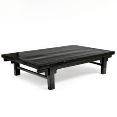 Large Low Chinese Ming Style Coffee Table in Black Lacquer