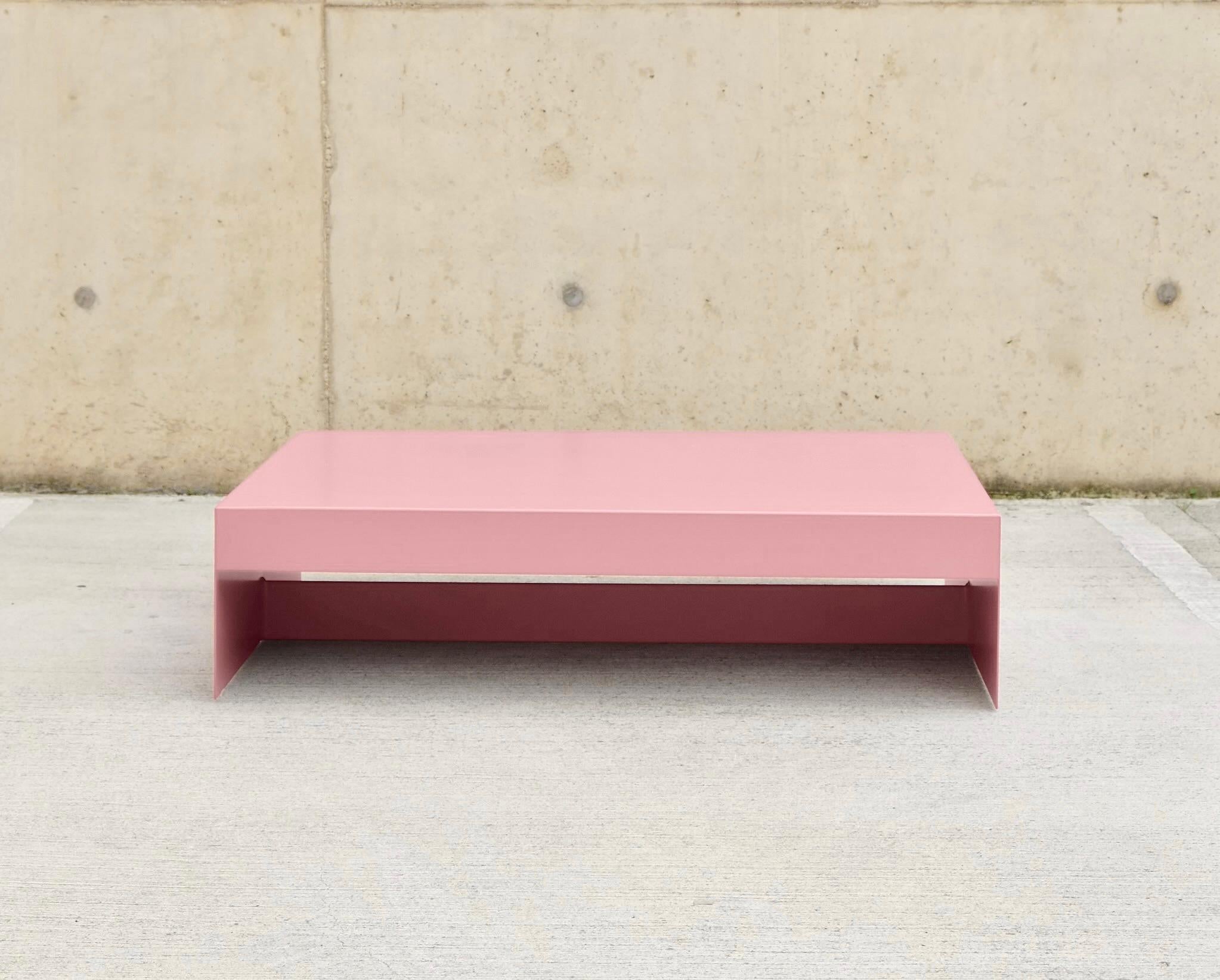 Large Low Deep Blue Single Form Coffee / Sofa Table - Customisable For Sale 2