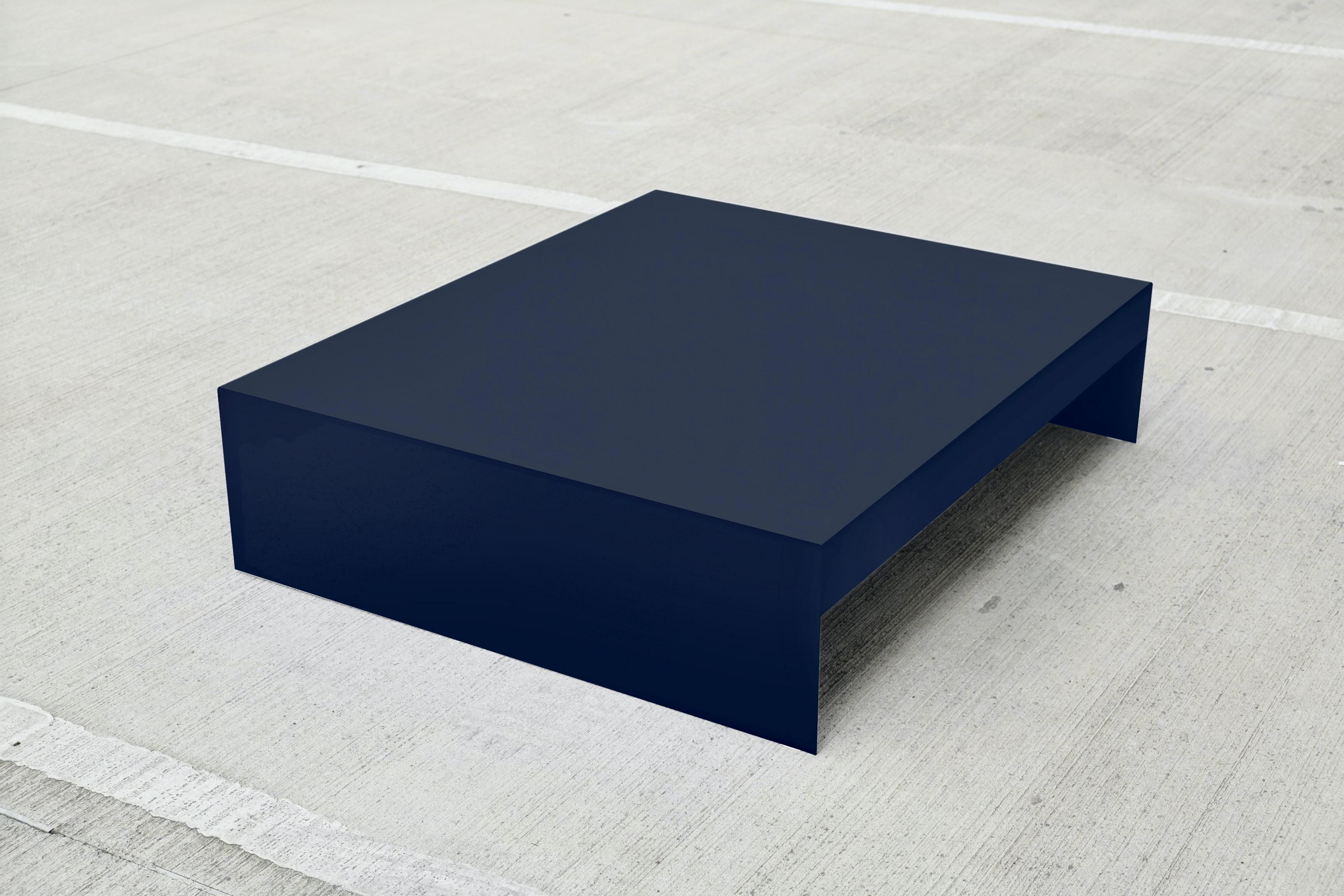 British Large Low Deep Blue Single Form Coffee / Sofa Table - Customisable For Sale