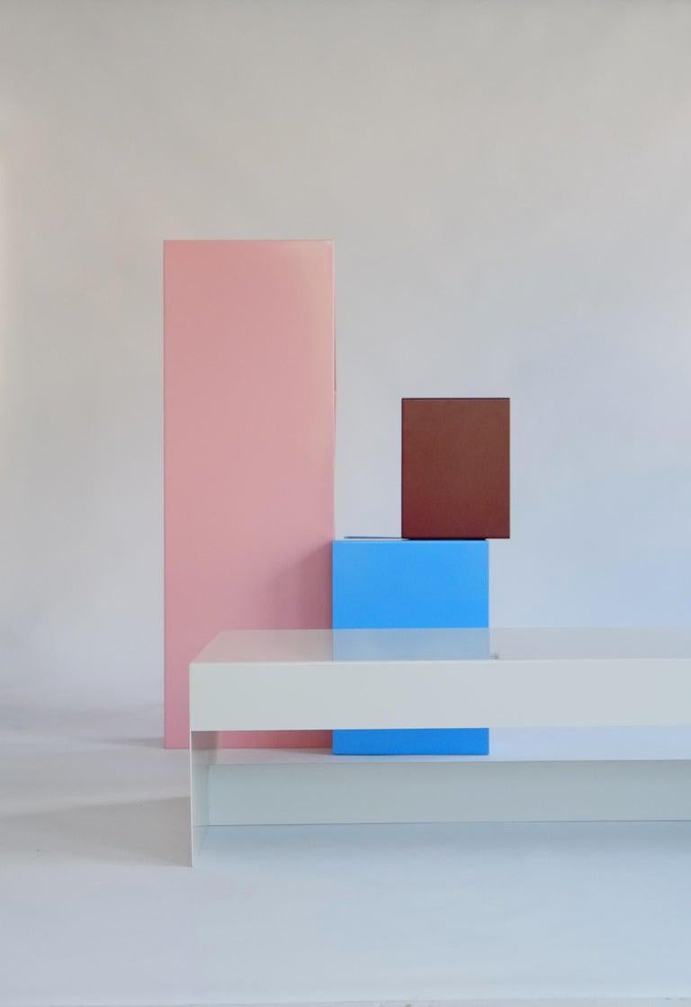 Large Low Pink Single Form Coffee / Sofa Table - Customisable For Sale 10