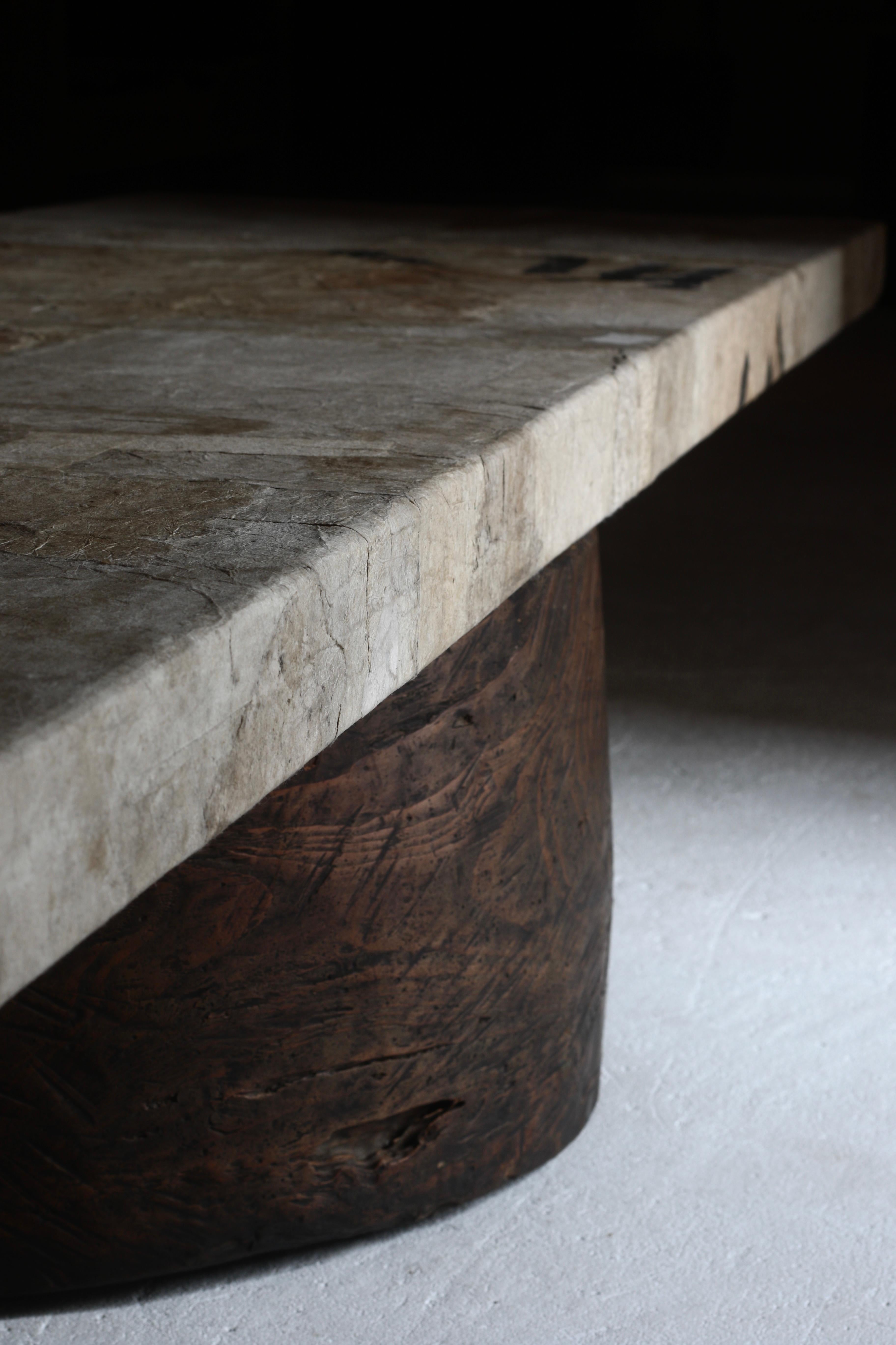 Large Low Table with Japanese Antique Paper Pasted / Coffee Table / Wabi-Sabi 2