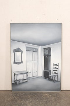 Large Lowell Blair Nesbitt "Bartram House" Painting, Black & White Tonal