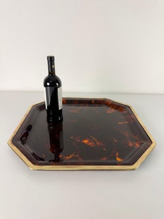 Large Lucite and Brass Tray from the Dior Home collection, 1970s