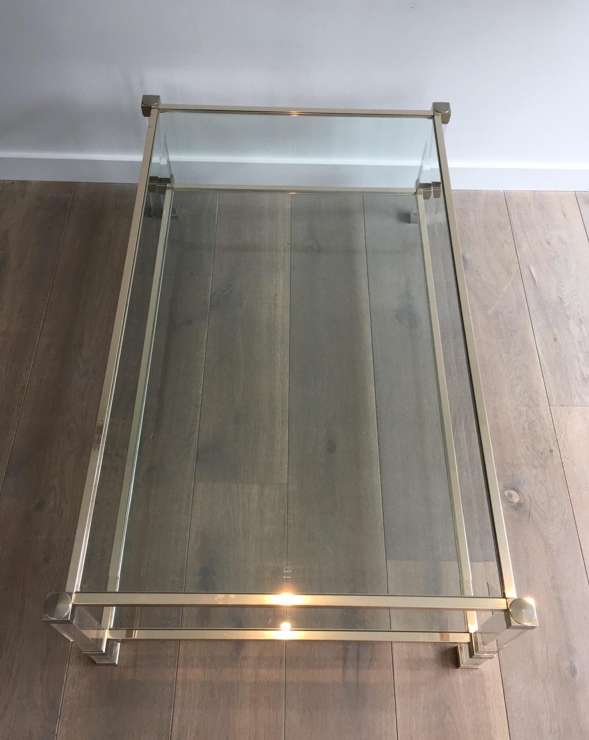 Large Lucite and Chrome Coffee Table, French by Pierre Vandel, circa 1970 For Sale 8