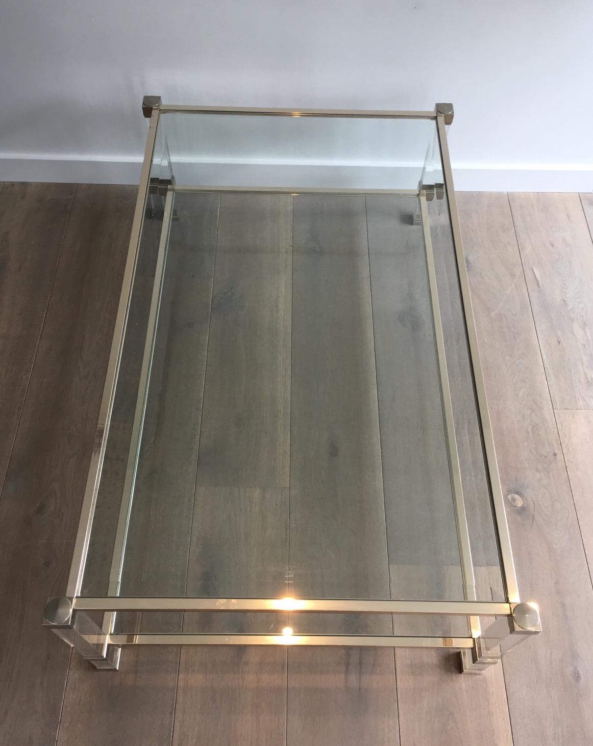 Large Lucite and Chrome Coffee Table, French by Pierre Vandel, circa 1970 For Sale 9