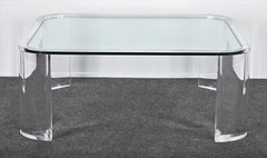 Large Lucite and Glass Coffee Table by Les Prismatiques, 1970s