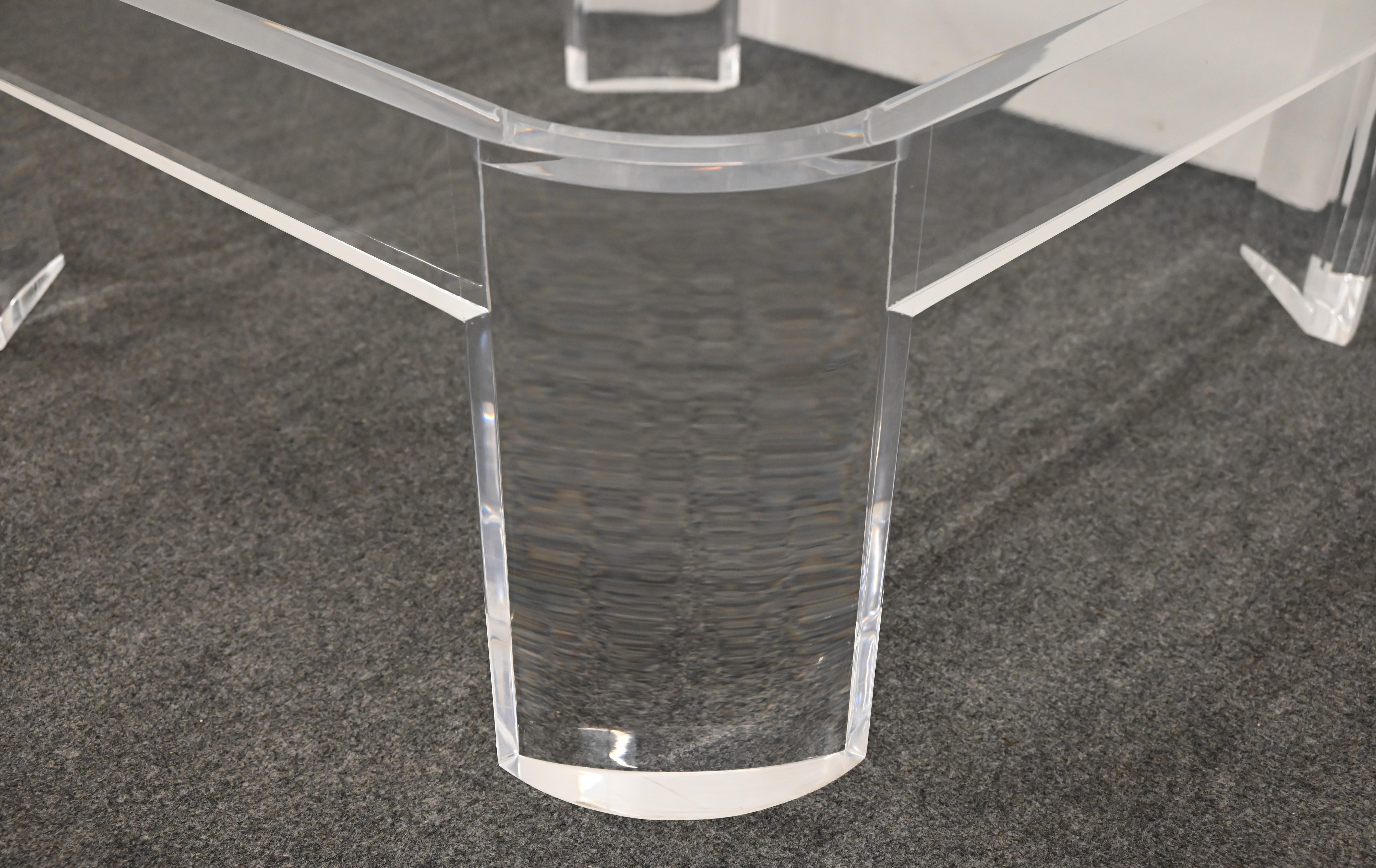 Large Lucite and Glass Coffee Table by Les Prismatiques, 1970s For Sale 2