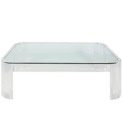 Large Lucite and Glass Coffee Table, circa 1960