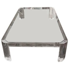 Large Lucite and Glass Coffee Table Likely by Steve Chase