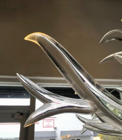 Large Lucite and Stainless Steel Antler Chandelier