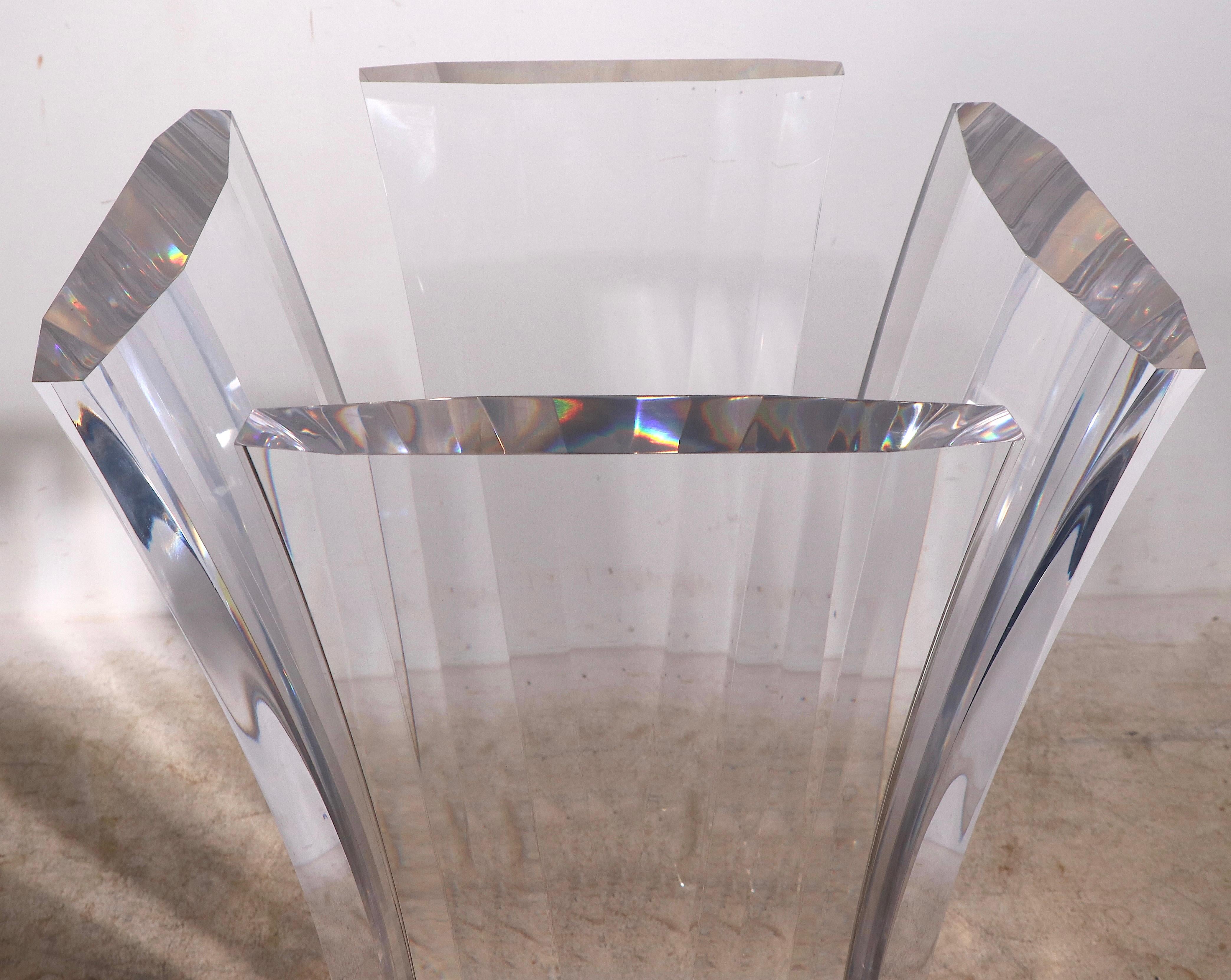 Large Lucite Brass and Glass Dining Table by Jeffery Bigelow, Circa 1980's In Good Condition In New York, NY