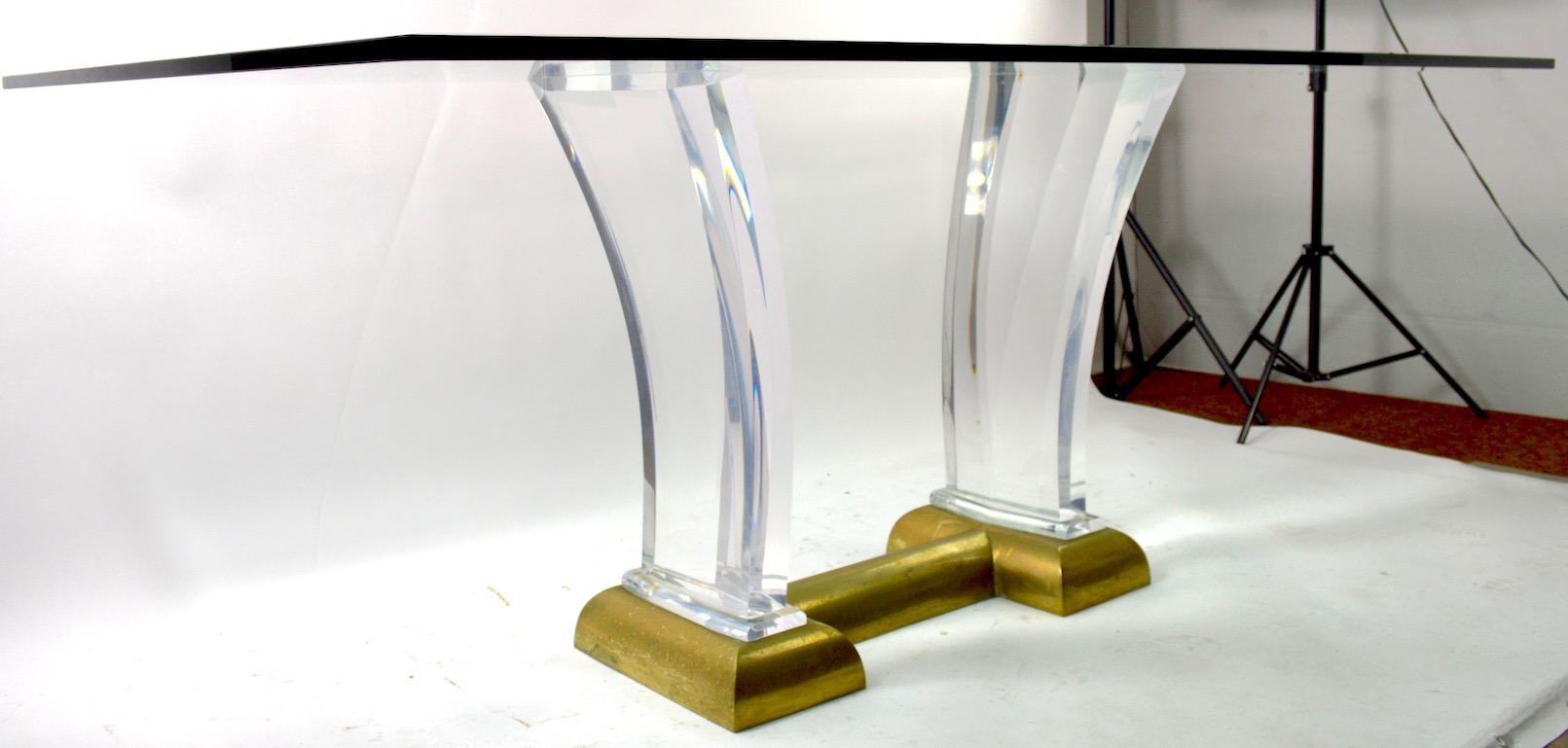 Großer Esstisch aus Lucite, Messing und Glas von Jeffrey Bigelow im Angebot 9