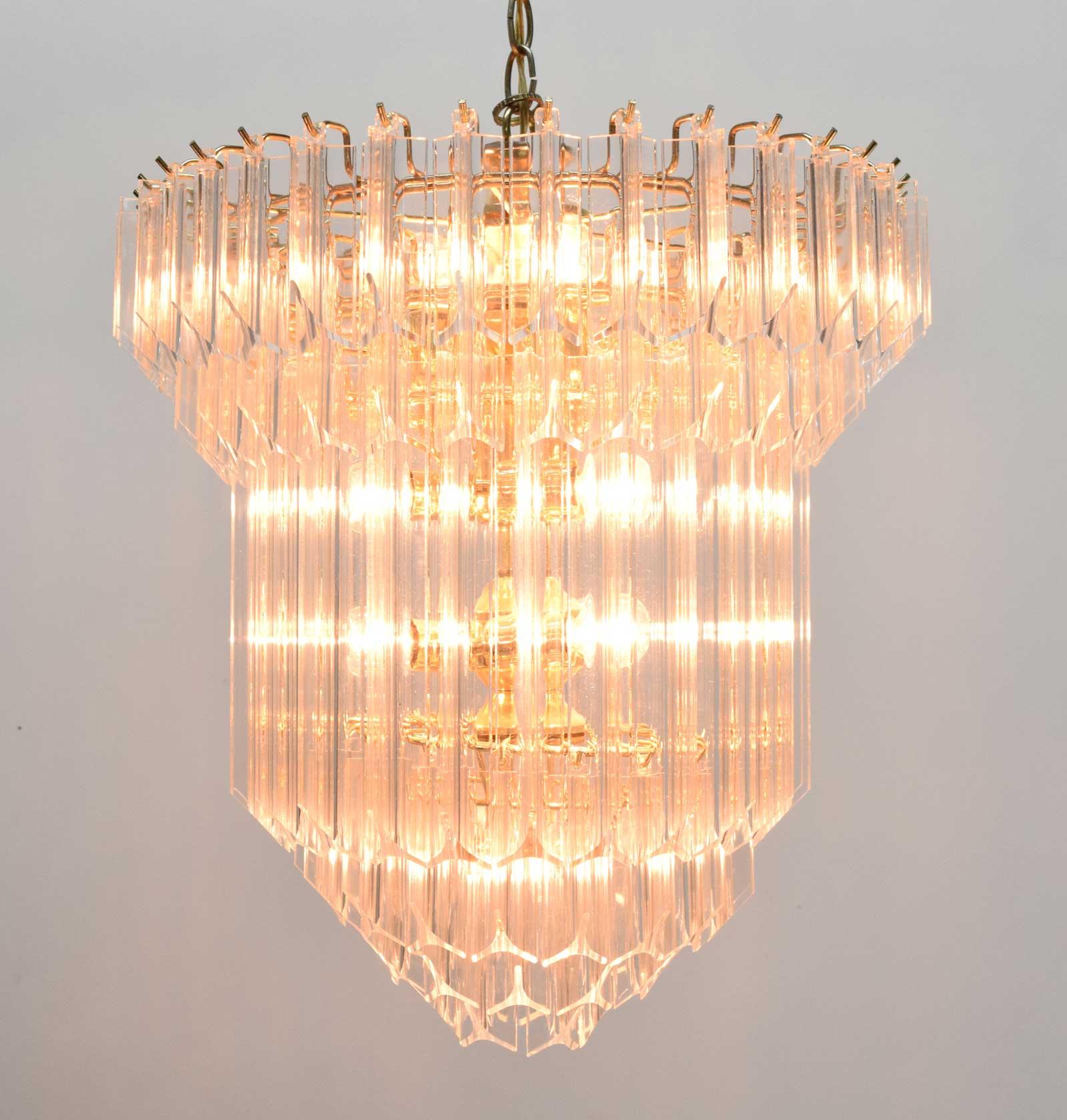 Metal Large Lucite Chandelier, Six Tiers, 1970s For Sale