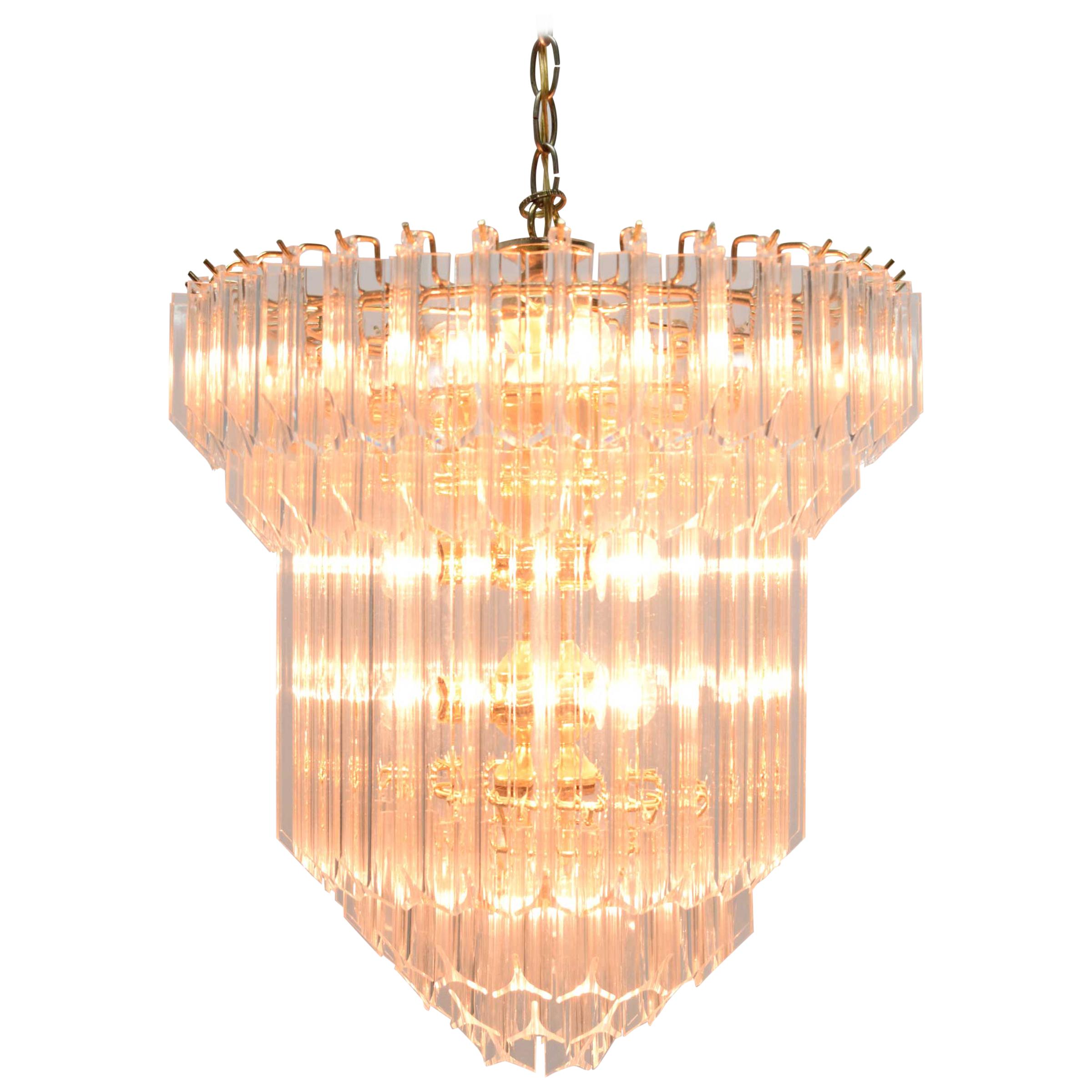 Large Lucite Chandelier, Six Tiers, 1970s For Sale