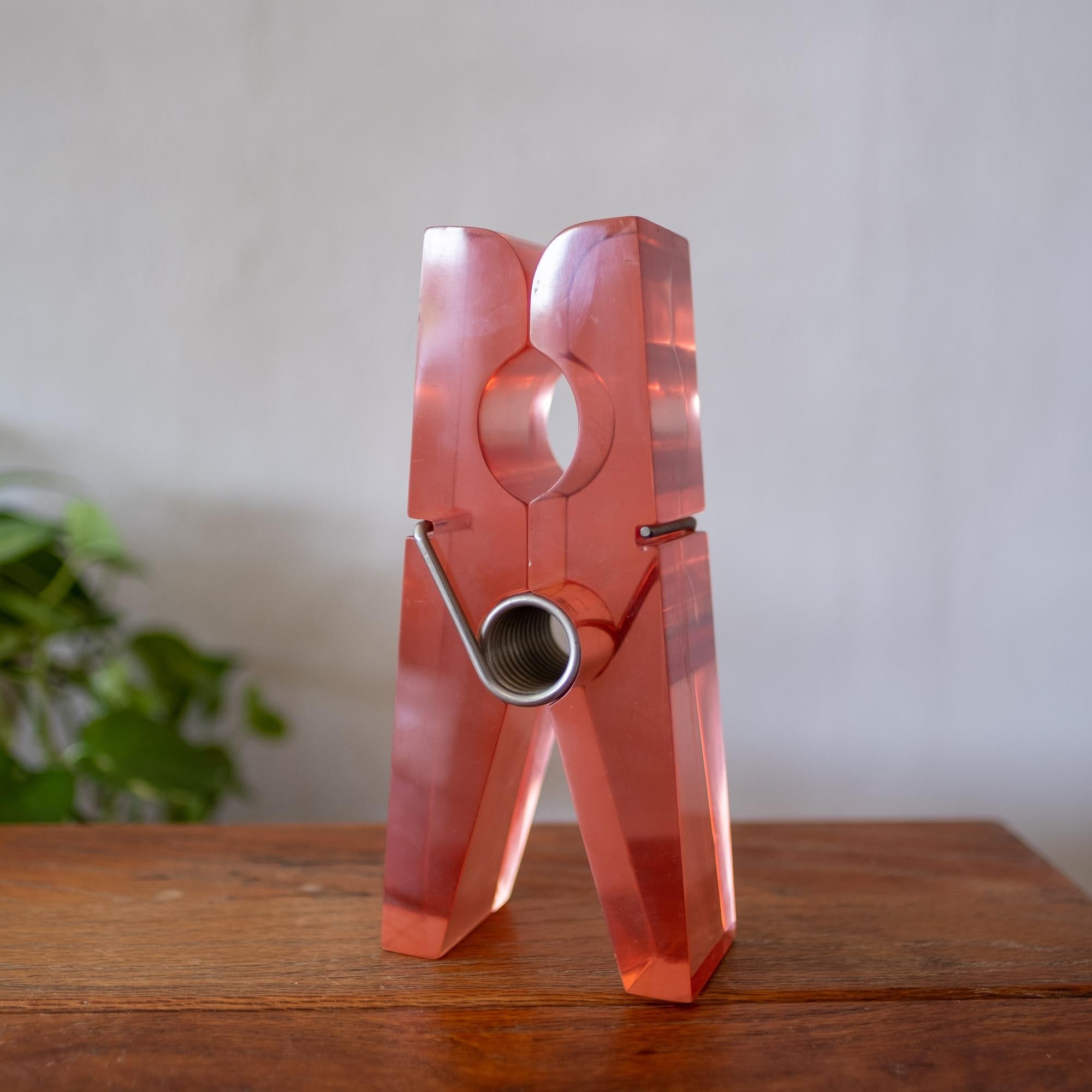Large Lucite Clothespin Paperweight Desk Accessory, 1970s 3