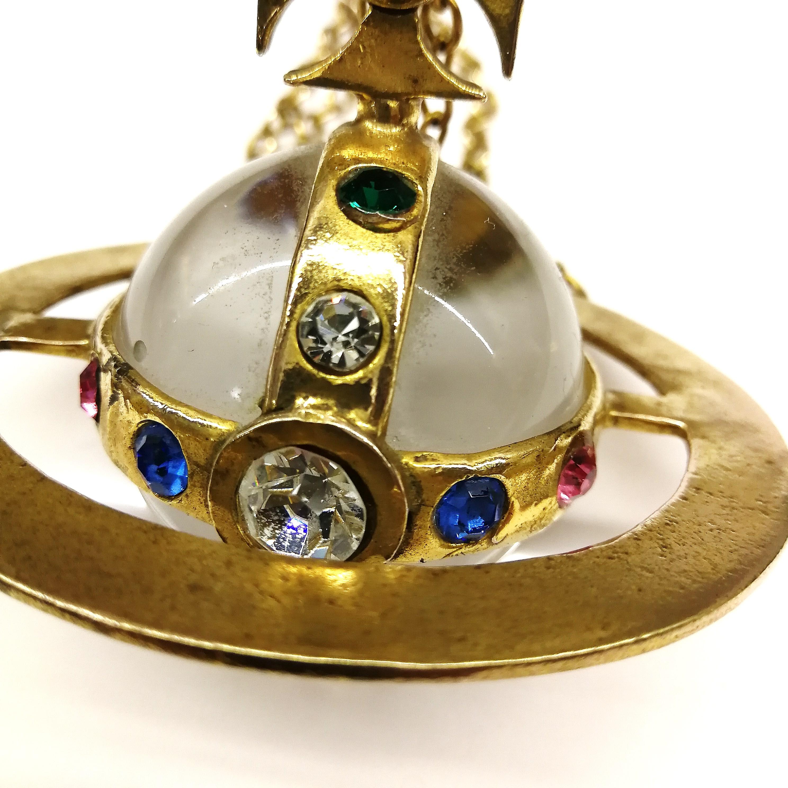Large lucite, gilt metal and coloured paste 'orb' pendant, V Westwood, 1980s 2