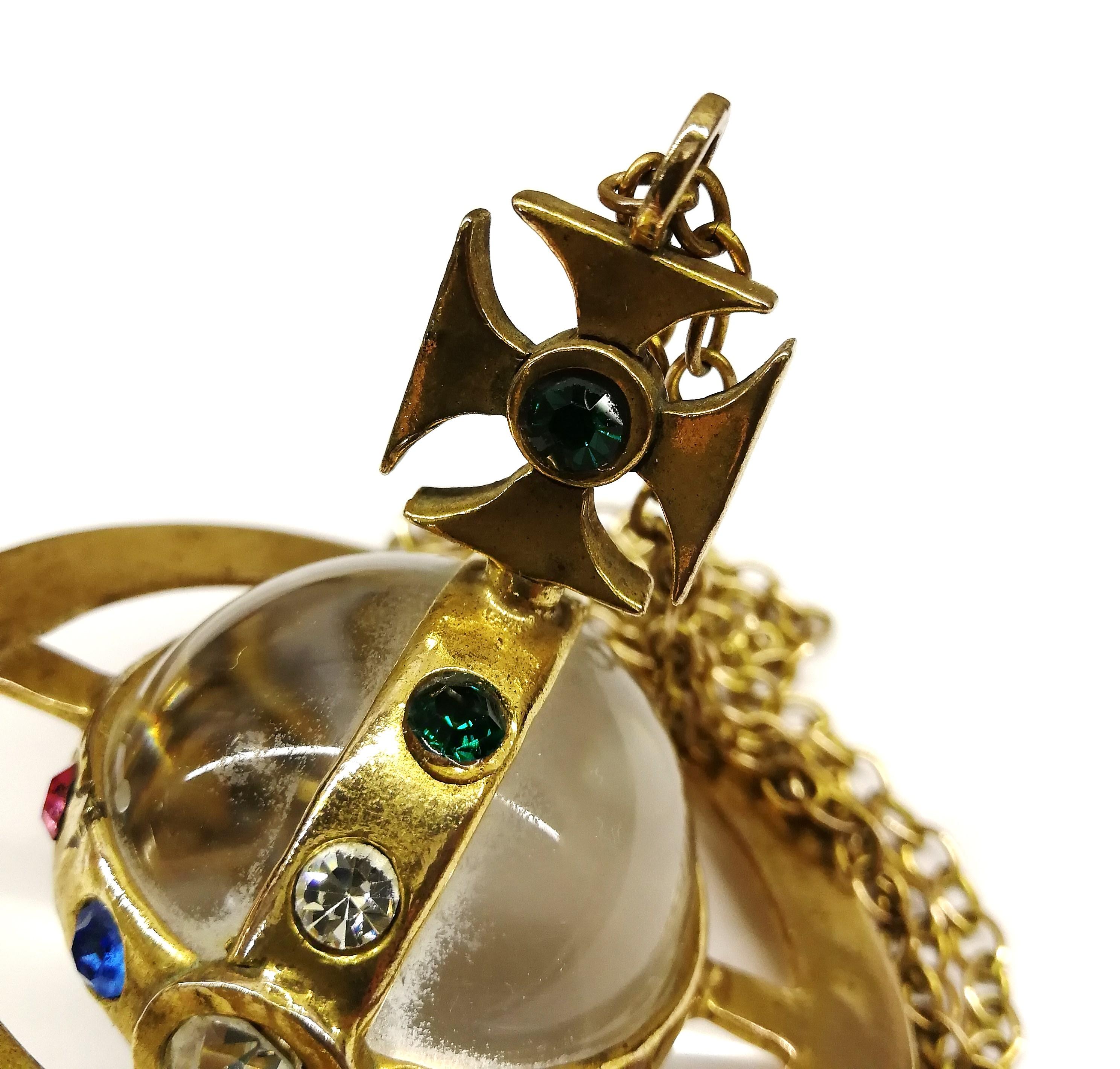 Large lucite, gilt metal and coloured paste 'orb' pendant, V Westwood, 1980s 5