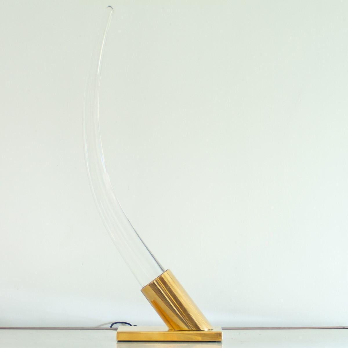 Mid-Century Modern Large Lucite Sculptural Tusk Lamp by Oggetti 1980s