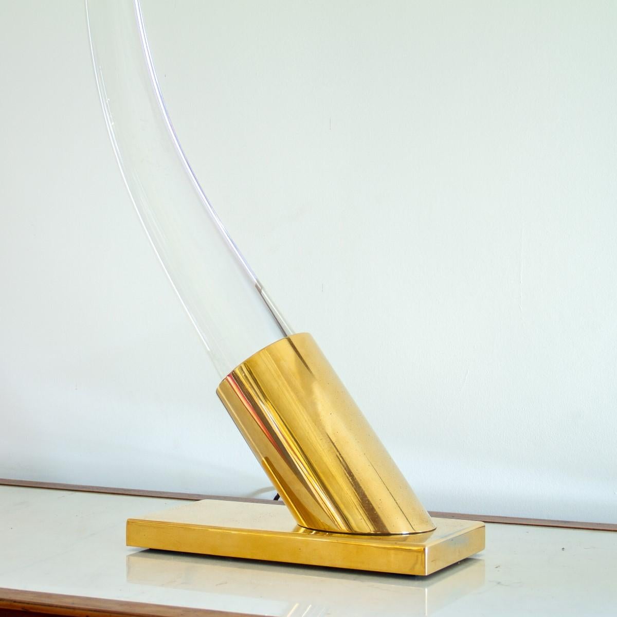 Late 20th Century Large Lucite Sculptural Tusk Lamp by Oggetti 1980s