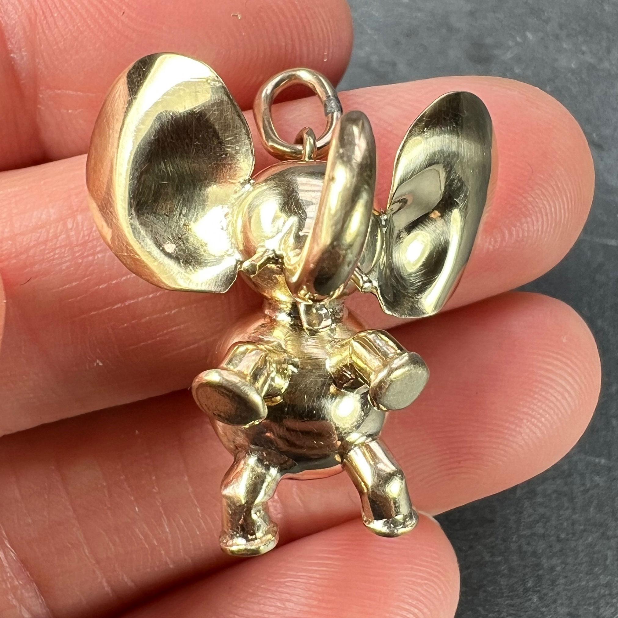 Large Lucky Elephant 14K Yellow Gold Charm Pendant For Sale 7