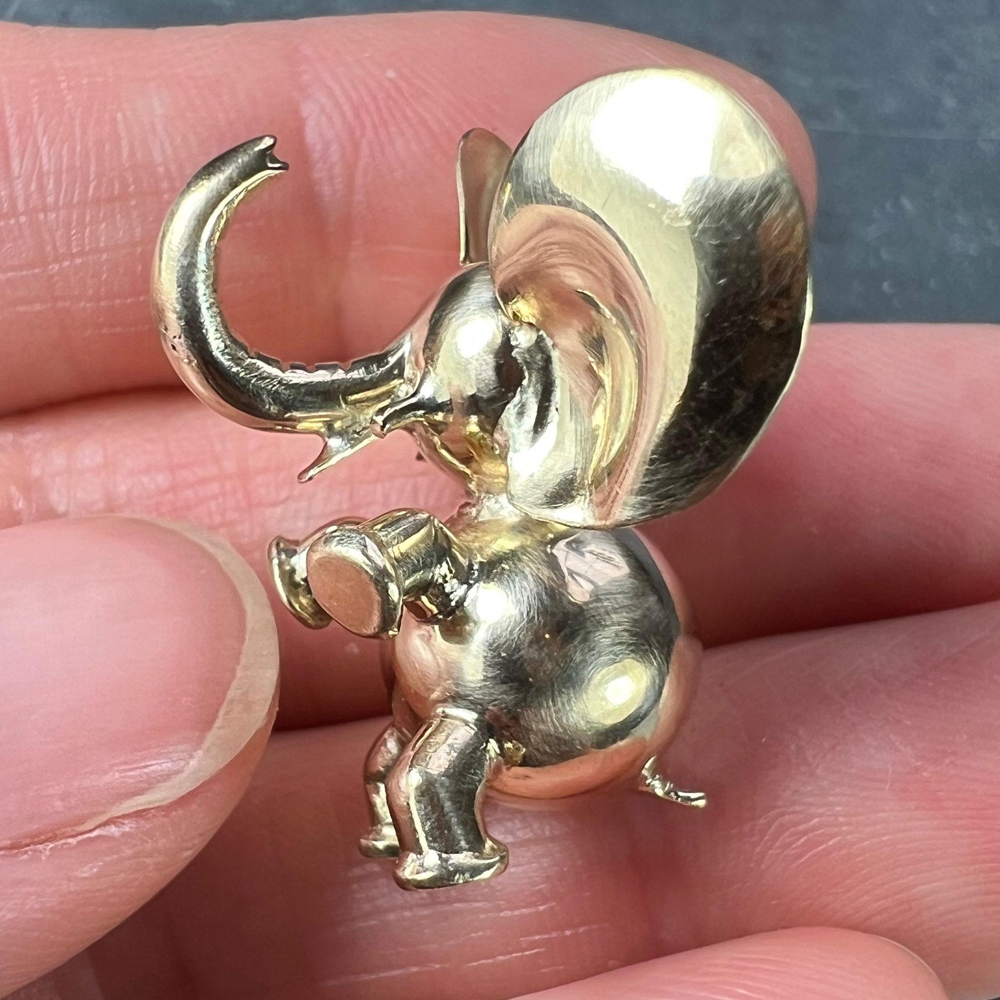 Large Lucky Elephant 14K Yellow Gold Charm Pendant For Sale 9