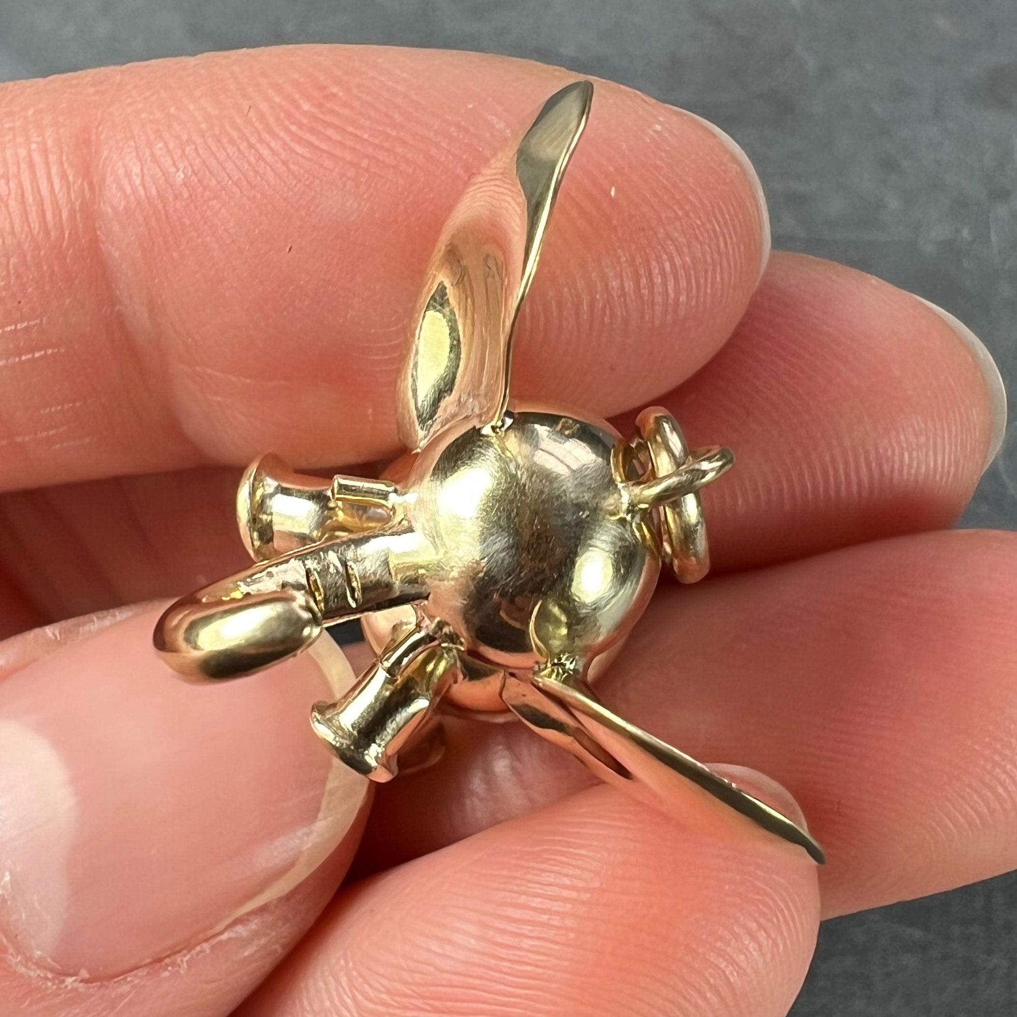 Large Lucky Elephant 14K Yellow Gold Charm Pendant For Sale 12