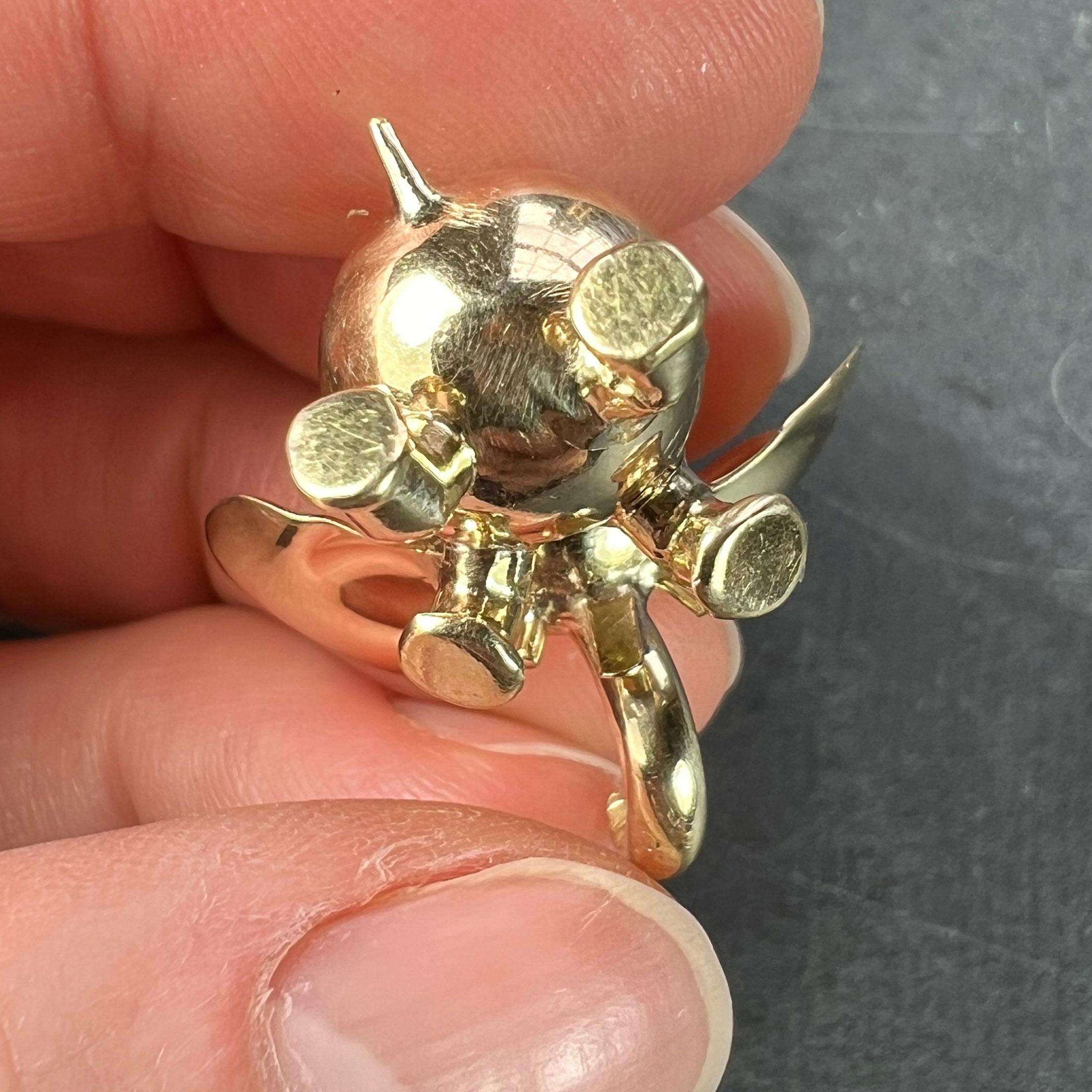 Large Lucky Elephant 14K Yellow Gold Charm Pendant For Sale 13