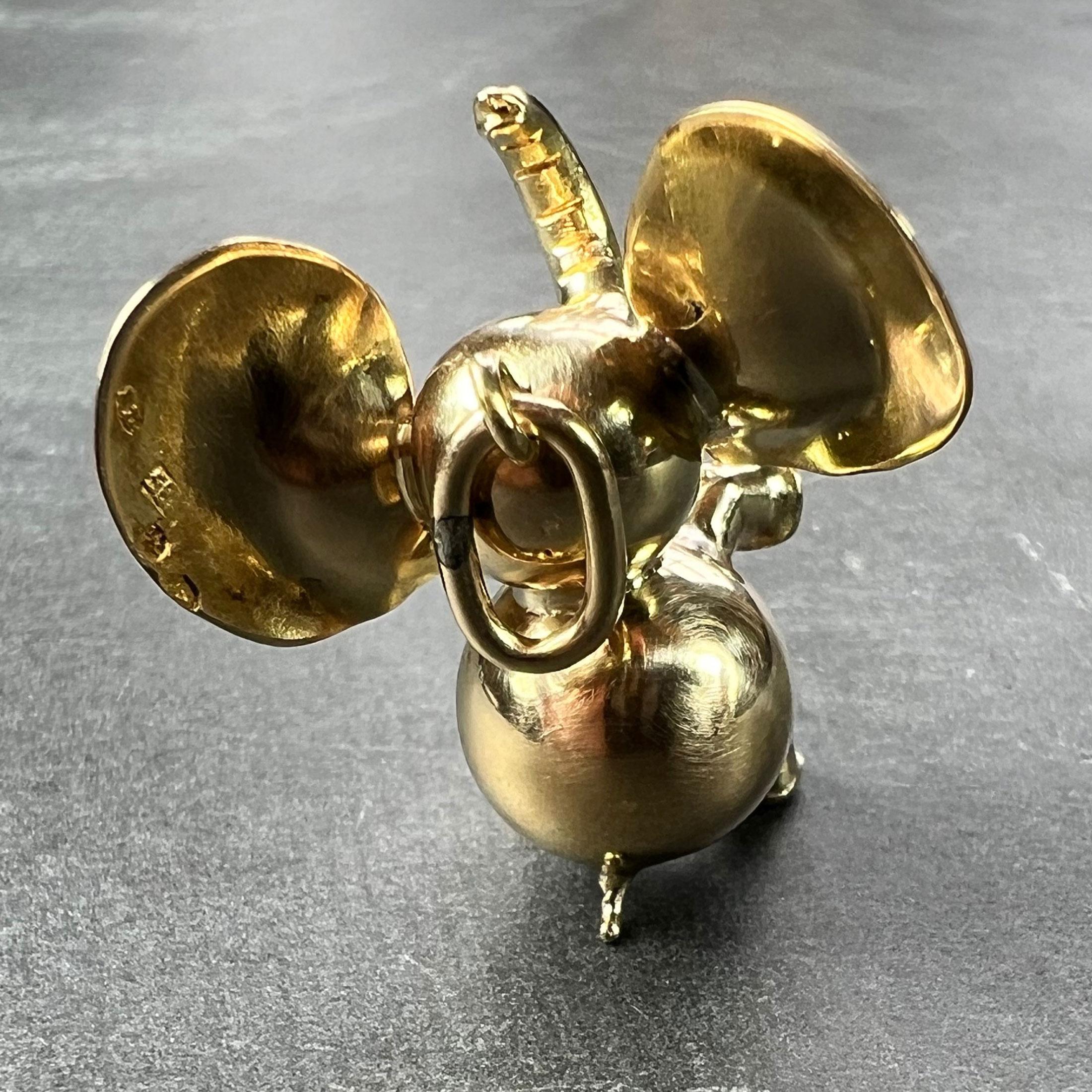 Large Lucky Elephant 14K Yellow Gold Charm Pendant For Sale 5
