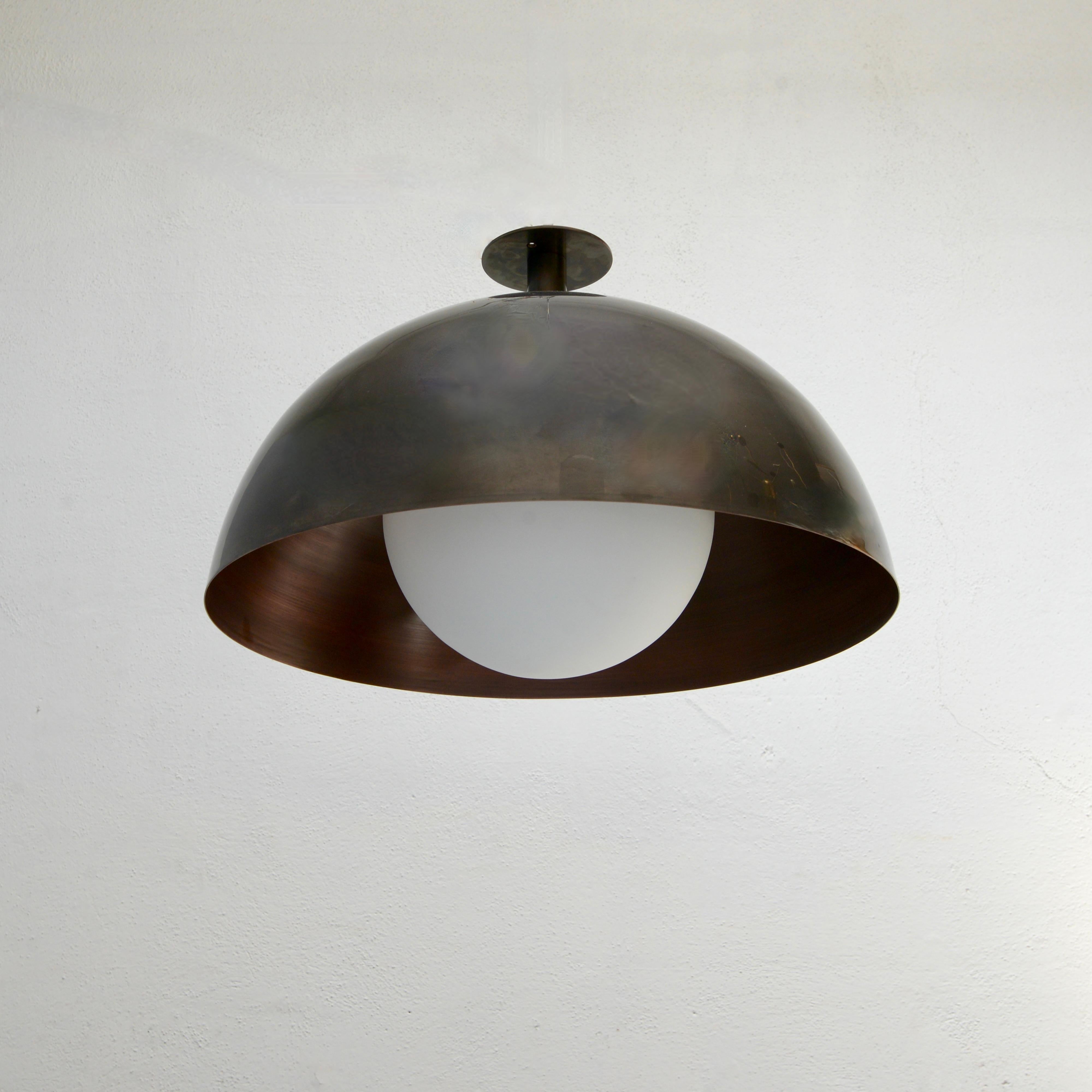 Part of our Lumfardo Luminaires Contemporary Collection, the Large LUdome Copper Flush Mount is a larger version of our all copper and glass modern bowl flush mount light fixture (LUdome Copper Flush Mount). Made to order. The flush mount comes with